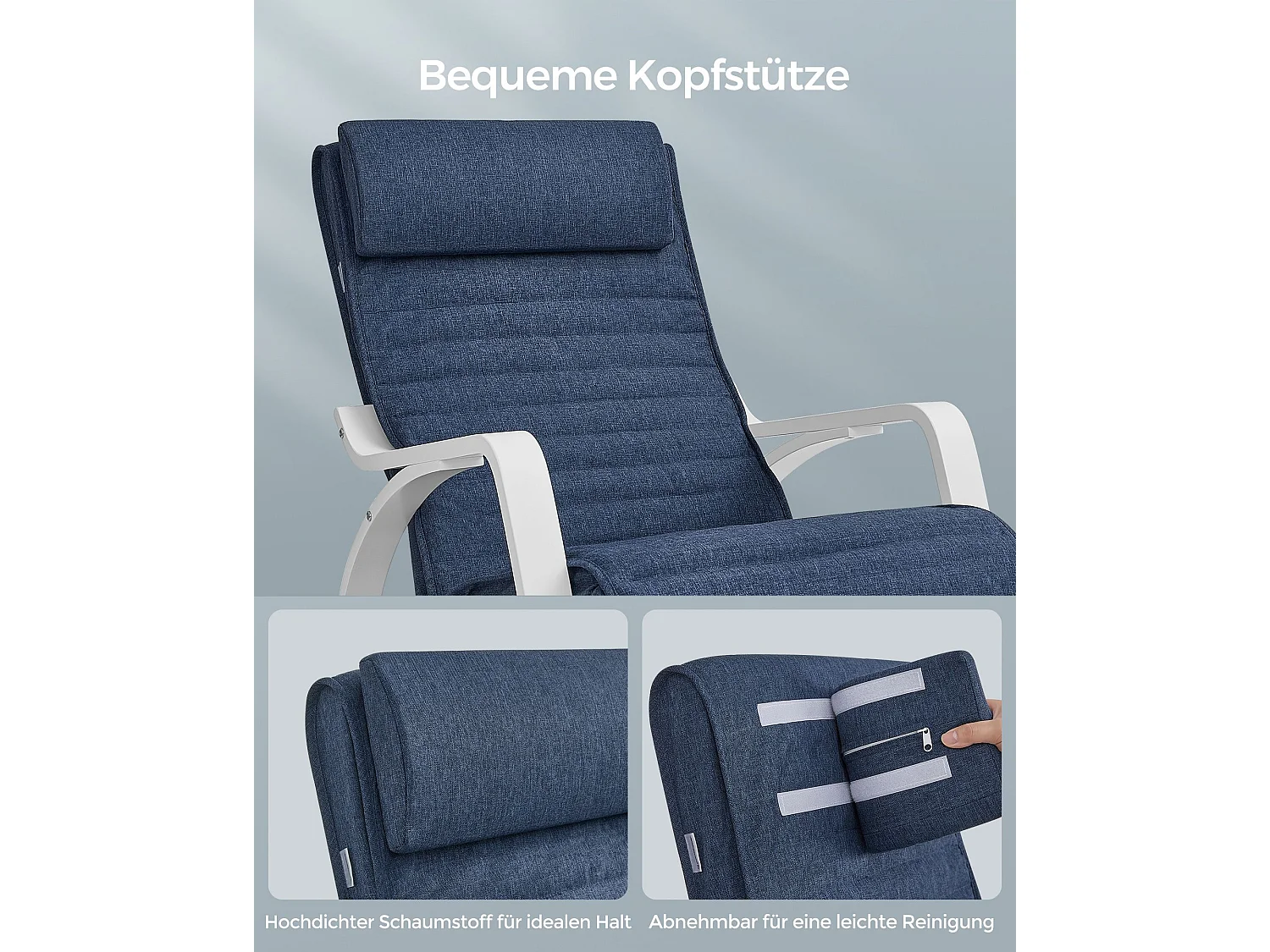 Schommelstoel 121,5x67x84 cm middernachtblauw gebogen houten stoel