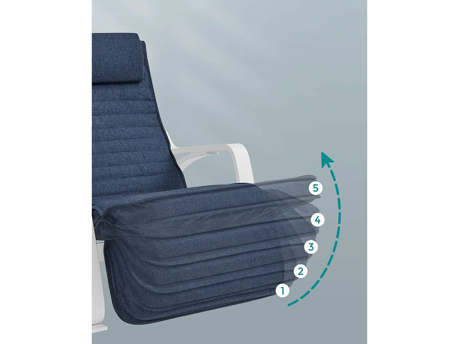 Chaise berçante 121,5x67x84 cm chaise en bois courbé bleu minuit