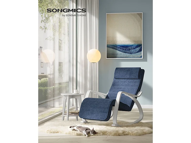 Schommelstoel 121,5x67x84 cm middernachtblauw gebogen houten stoel