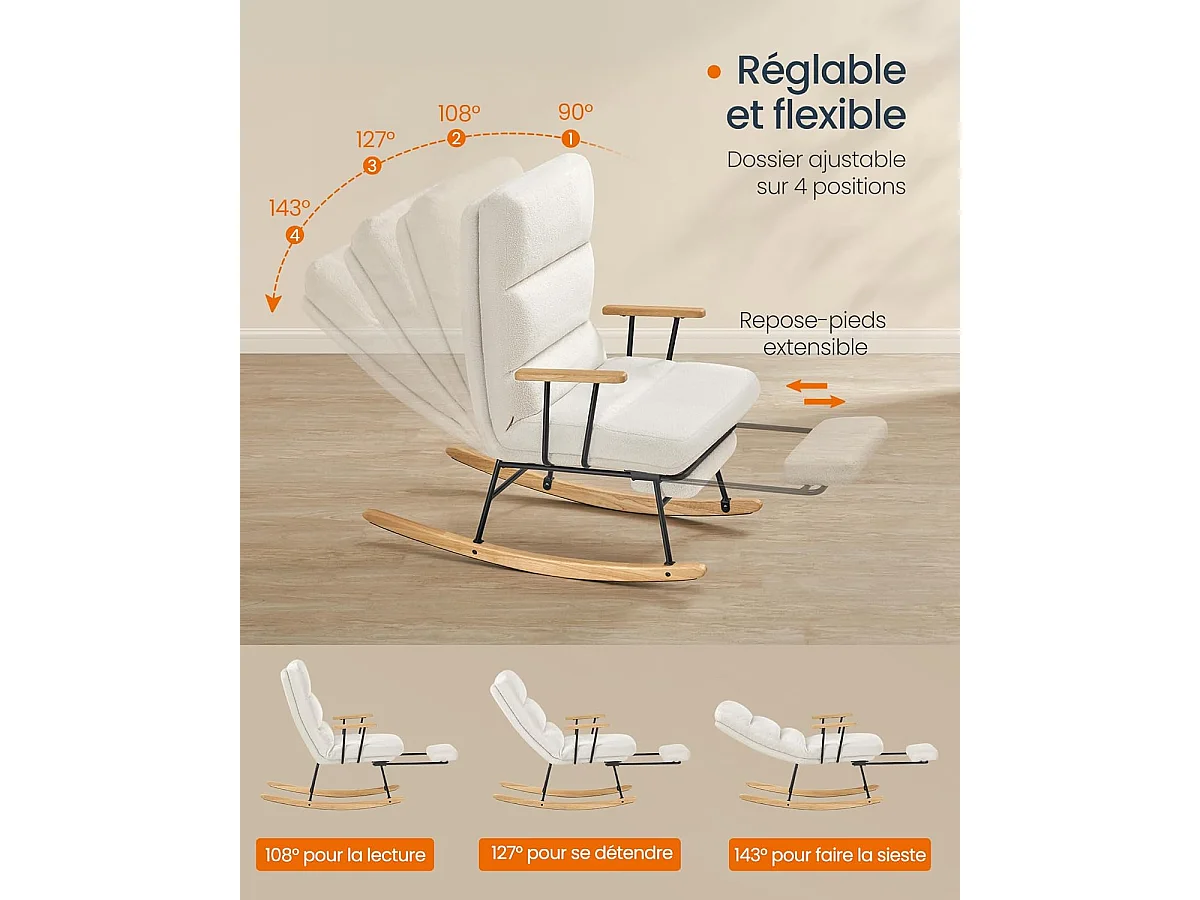 Schommelstoel Crème Wit, Star