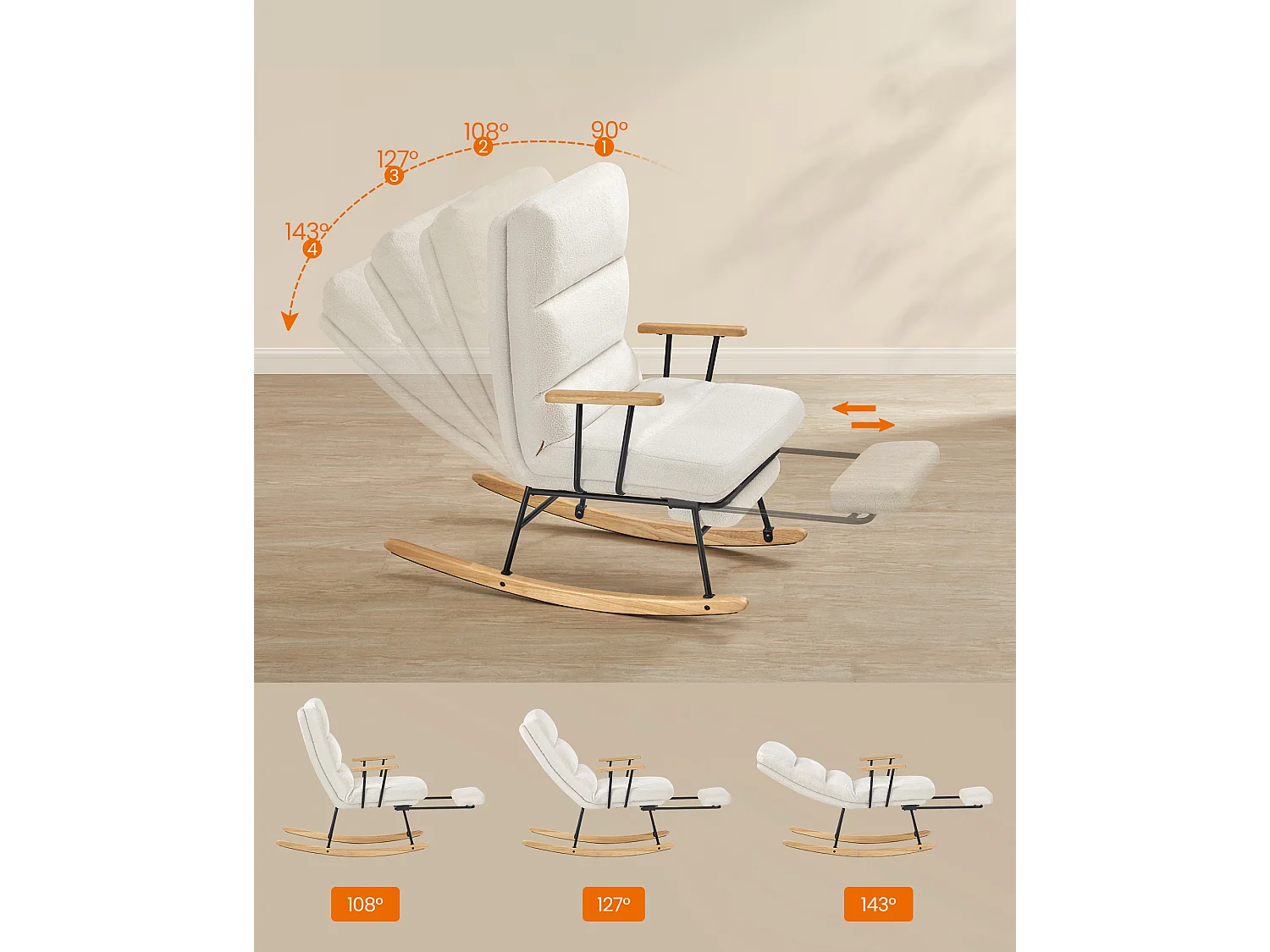 Sillón mecedor crema blanco