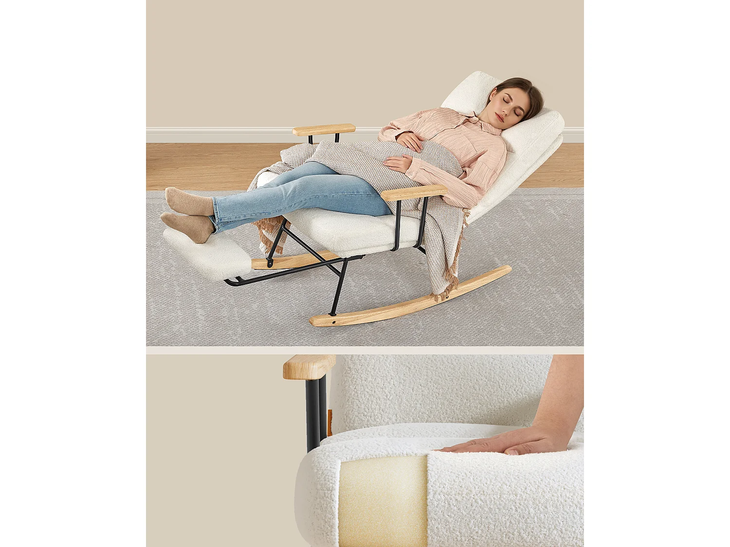 Sillón mecedor crema blanco