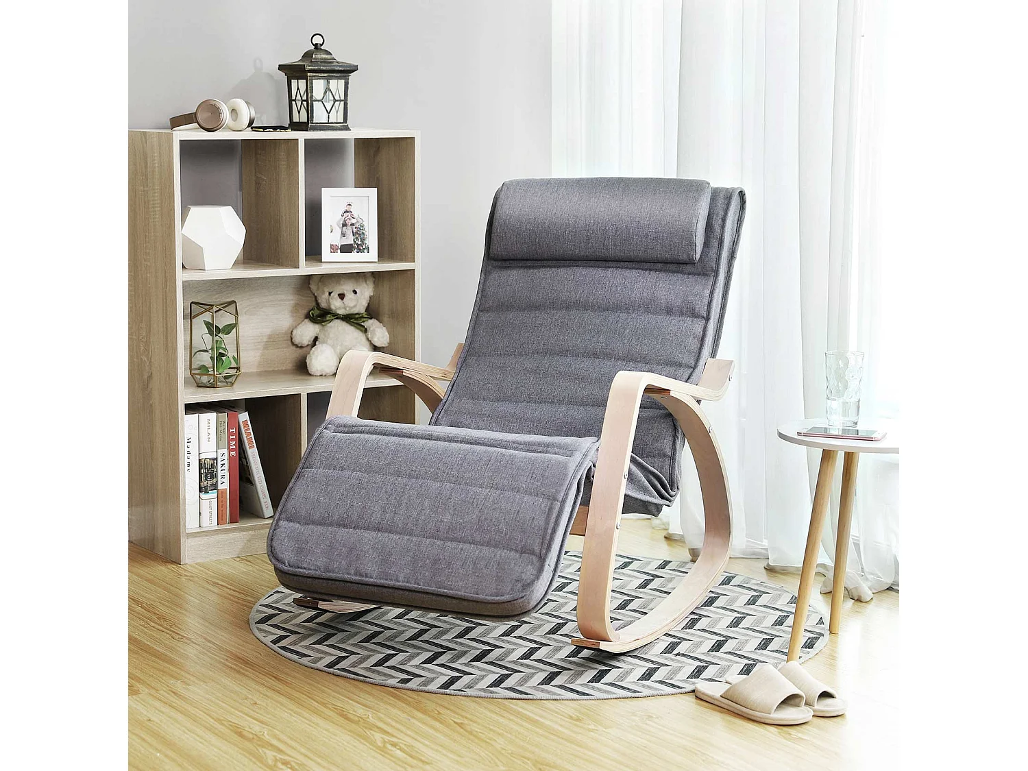 Fotel bujany 121,5x67x84 cm szary