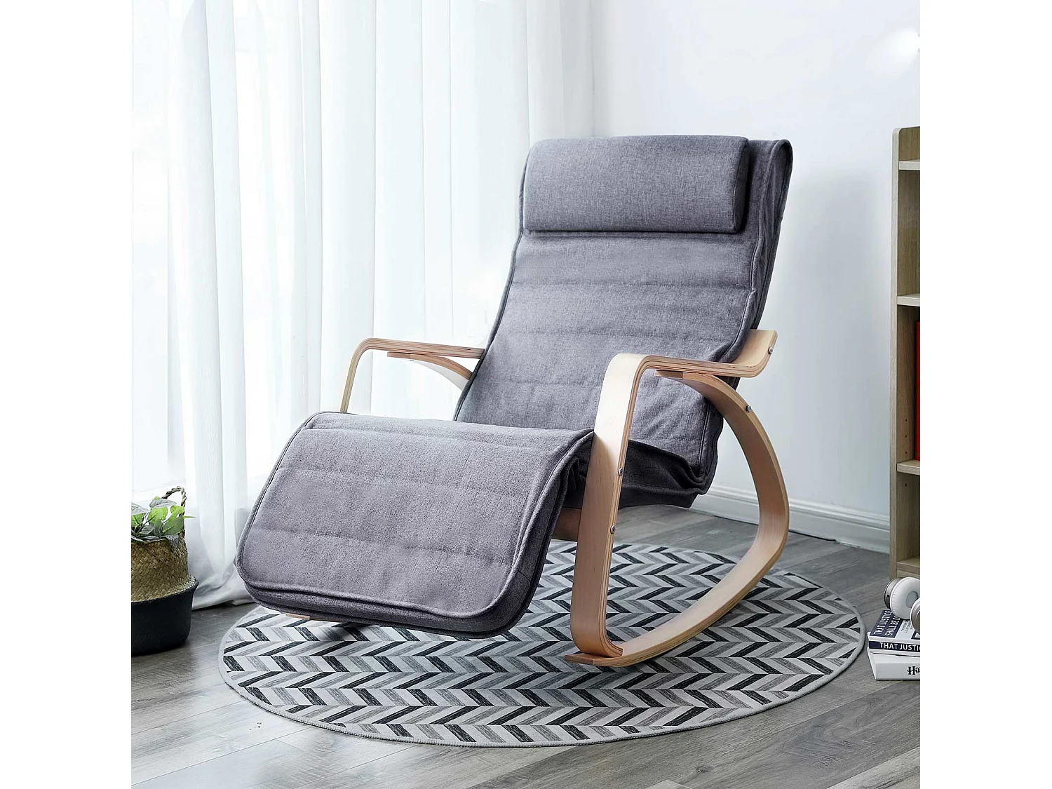 Fotel bujany 121,5x67x84 cm szary