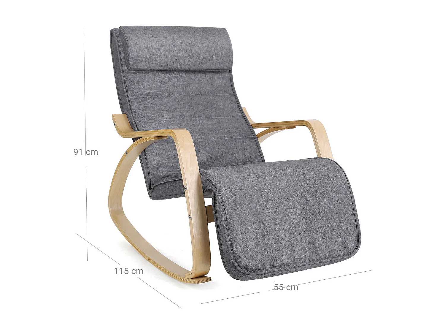 Fotel bujany 121,5x67x84 cm szary