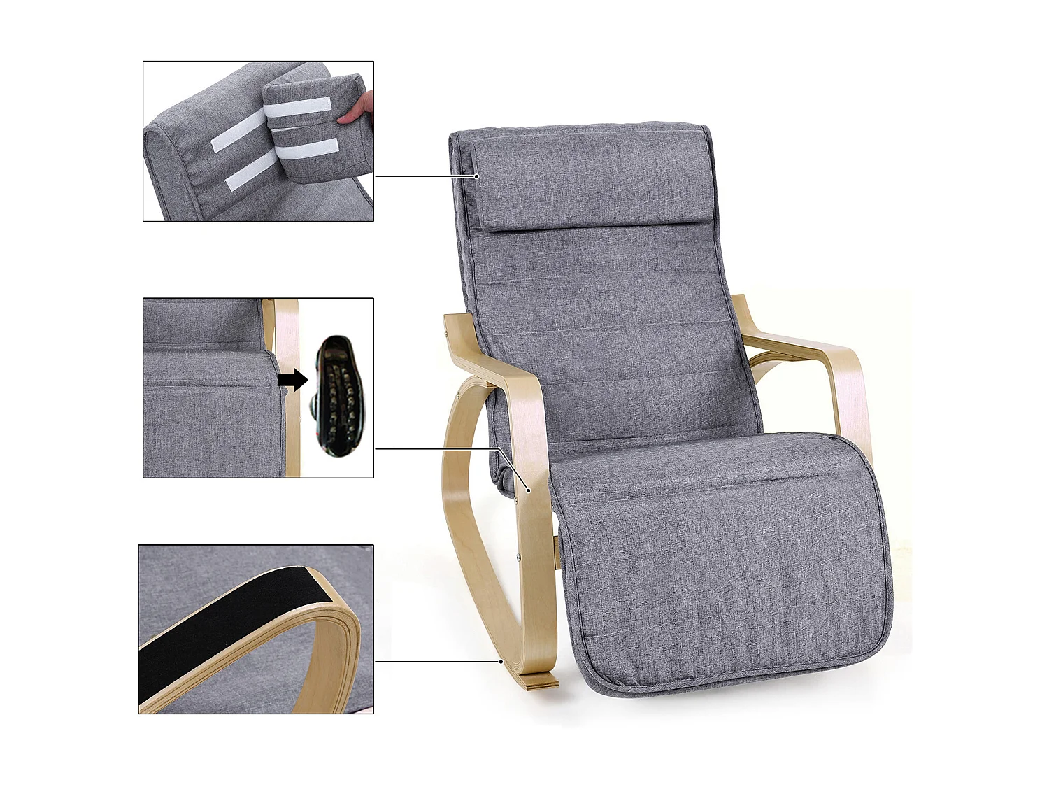 Schaukelstuhl 121,5x67x84 cm Grau