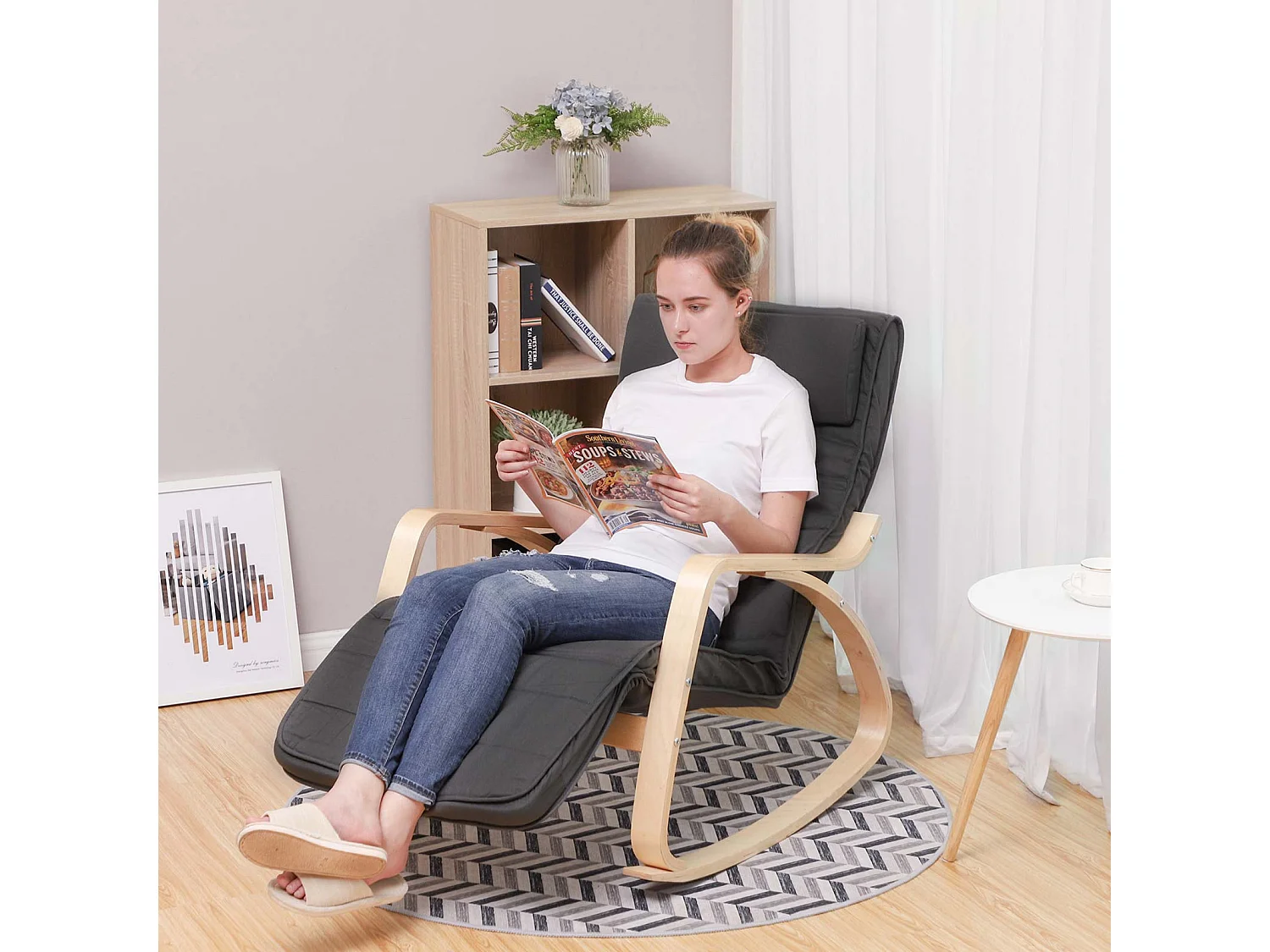 Fotel bujany 121,5x67x84 cm szary