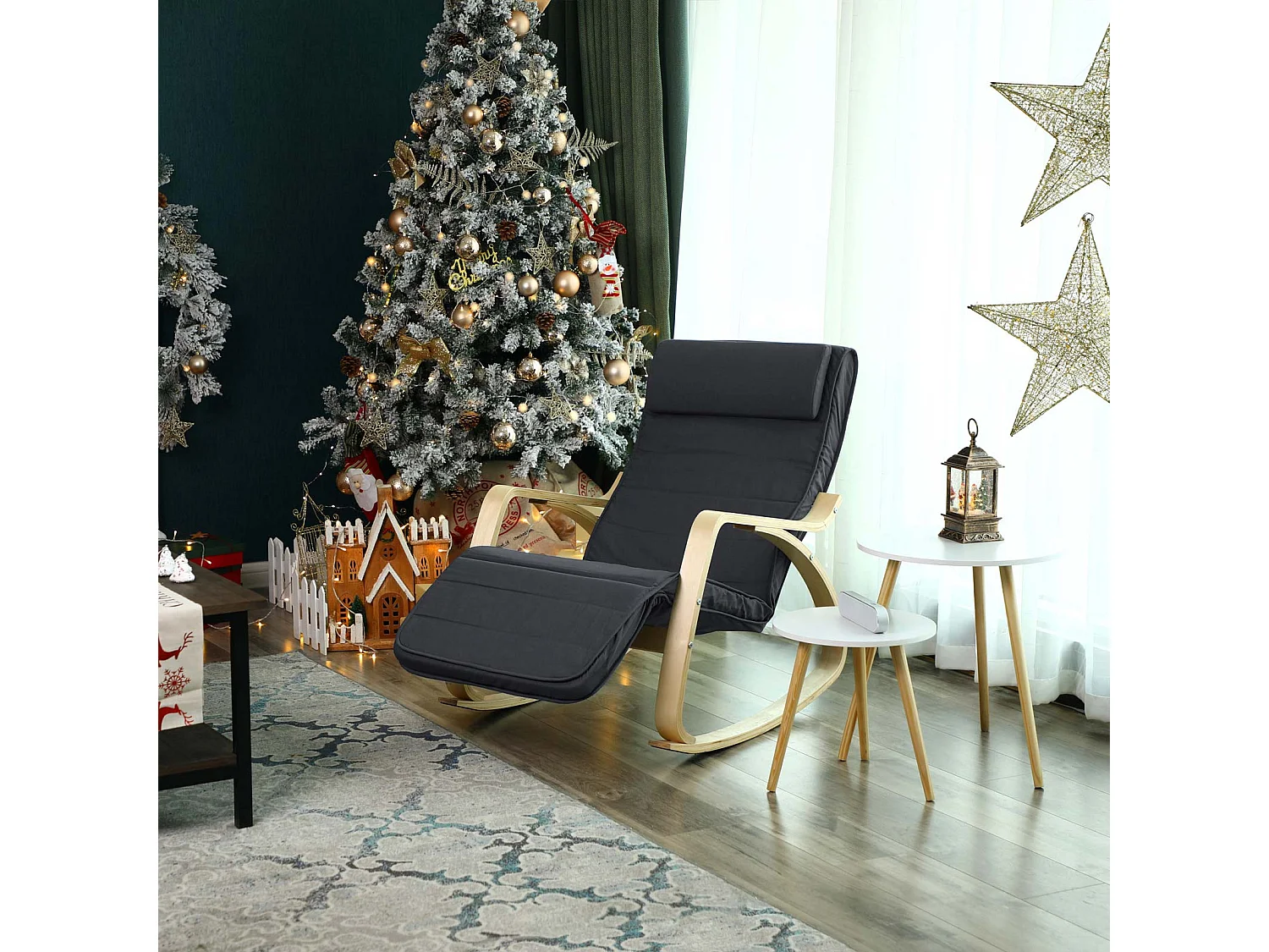 Fotel bujany 121,5x67x84 cm szary