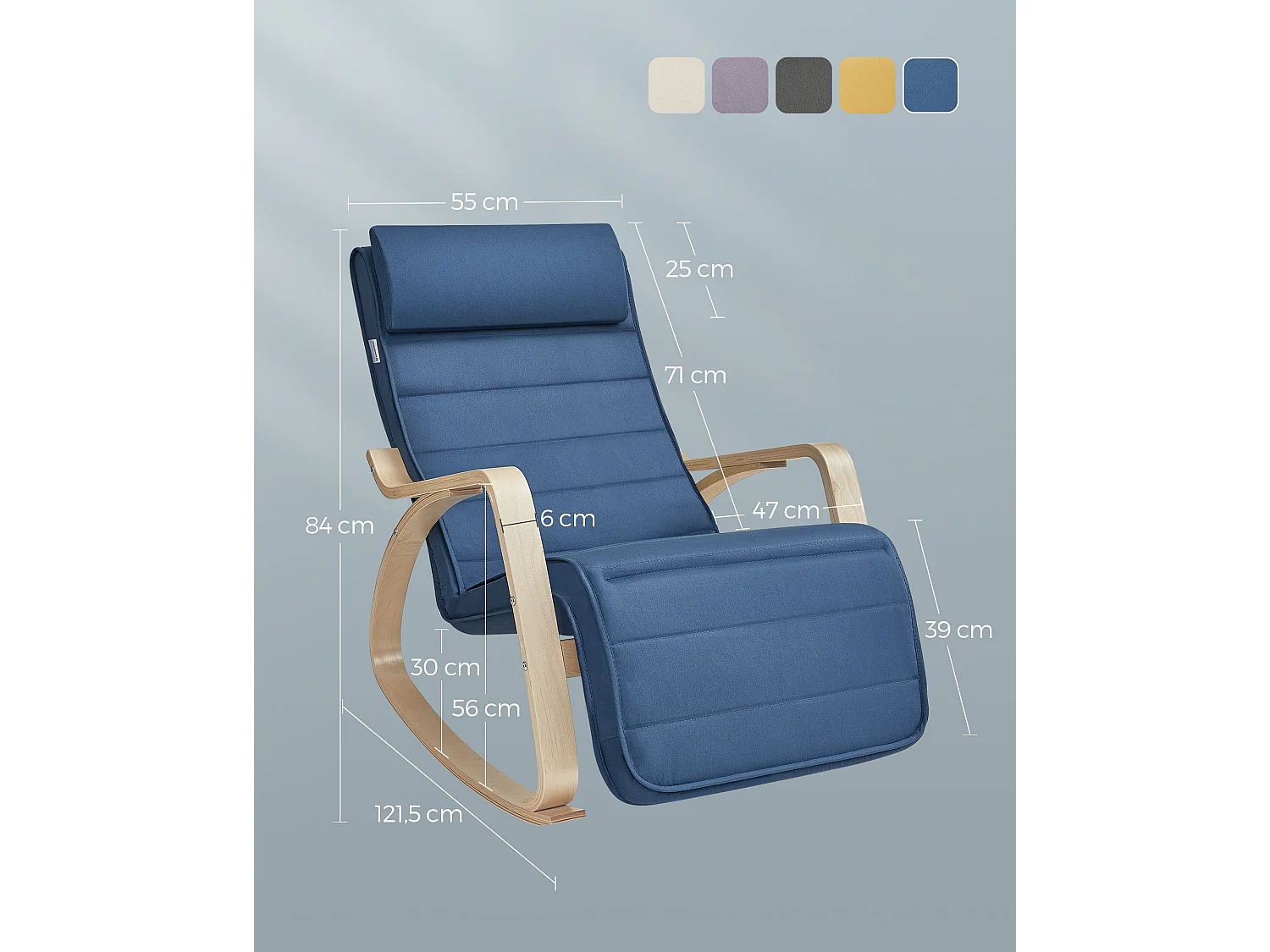 Krzesło gięte 121,5x67x84 cm granatowe północne