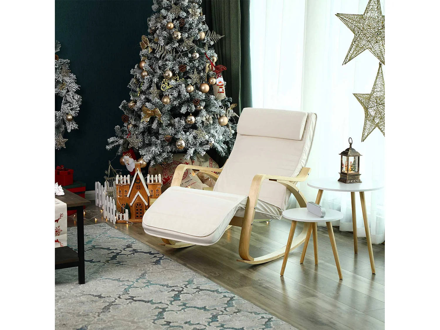 Fauteuil à bascule 121,5x67x84 cm beige