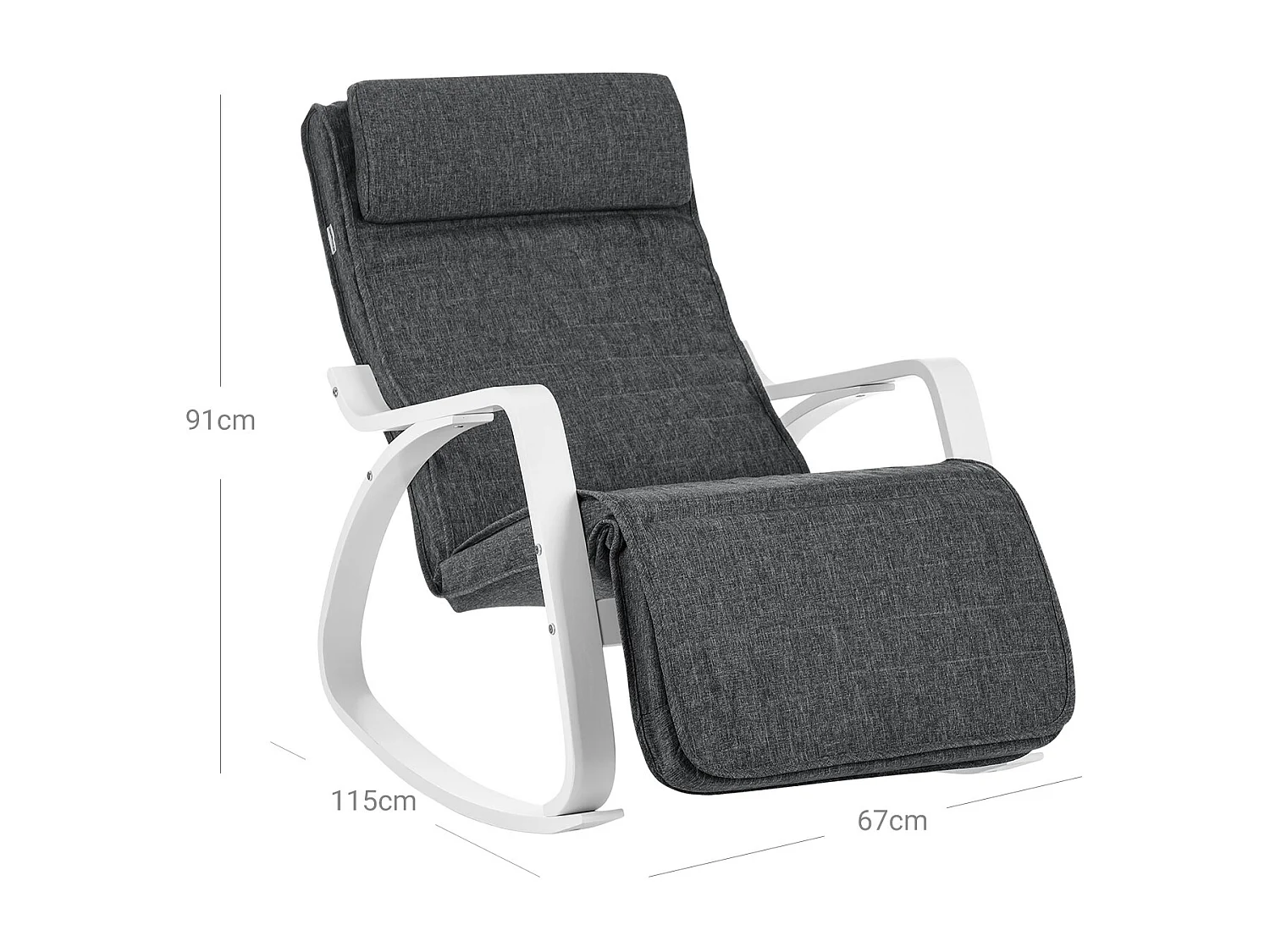 Cadeira de Balanço 121,5x67x84 cm Madeira curvada cinza