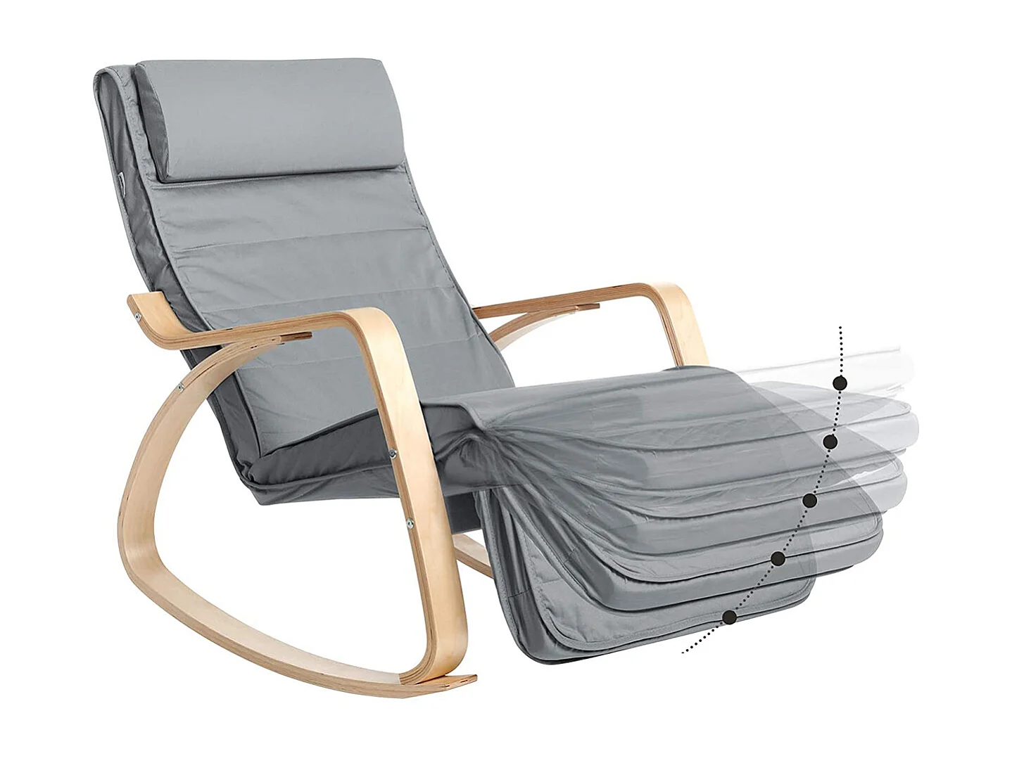 Fauteuil à bascule 121,5x67x84 cm Fauteuil en bois courbé gris