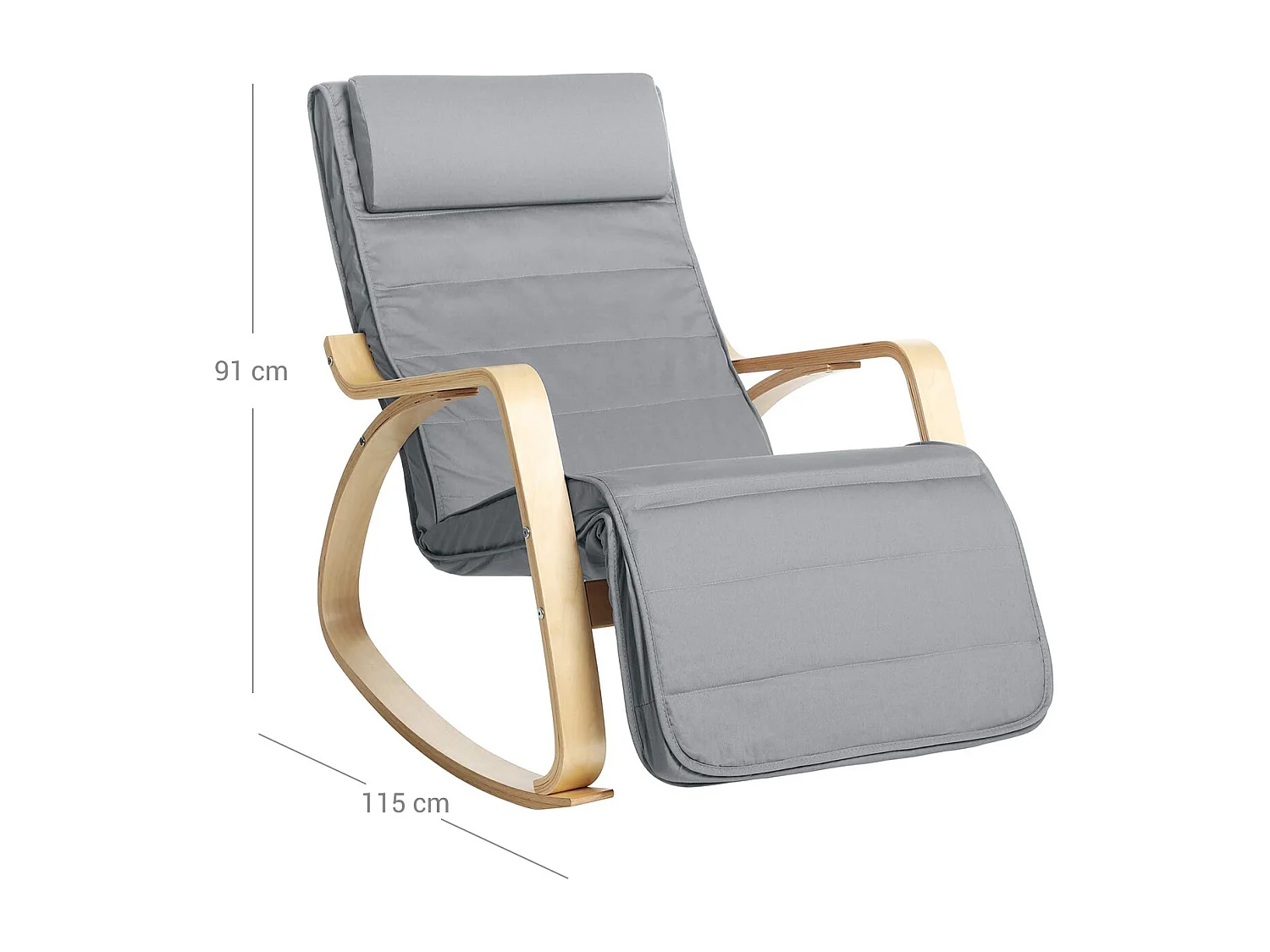 Fauteuil à bascule 121,5x67x84 cm Fauteuil en bois courbé gris