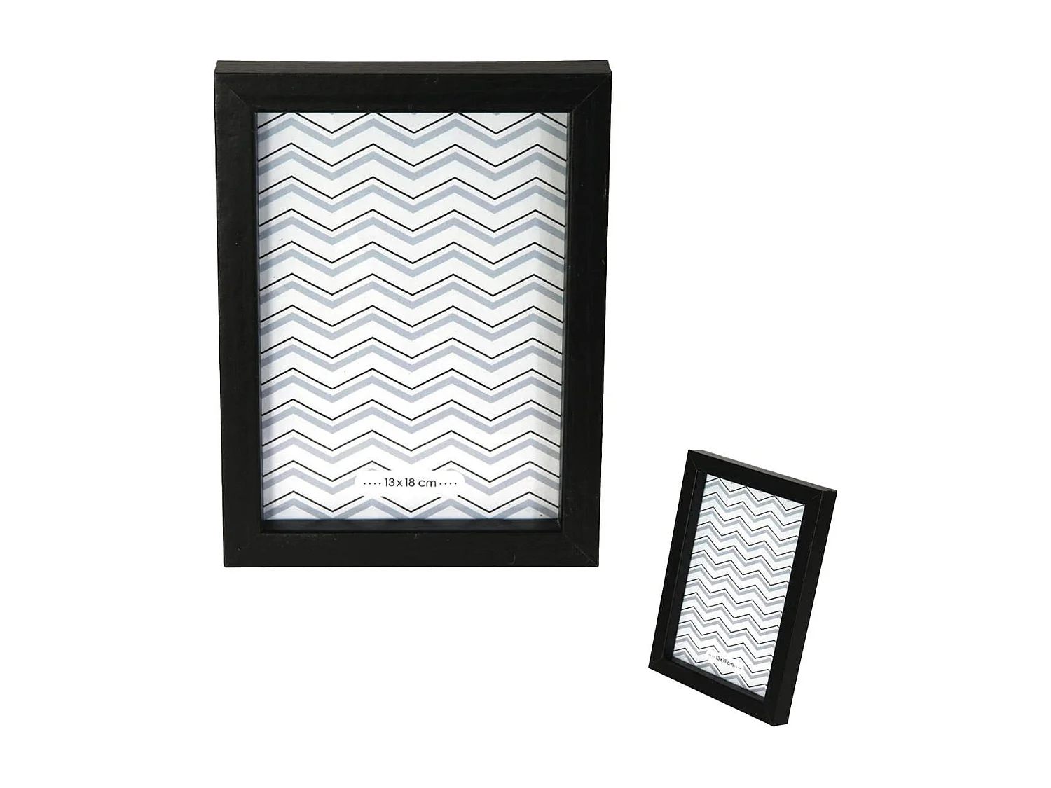 Set de 8 Cadres Photo Effet Bois Naturel et Noir - BANIST