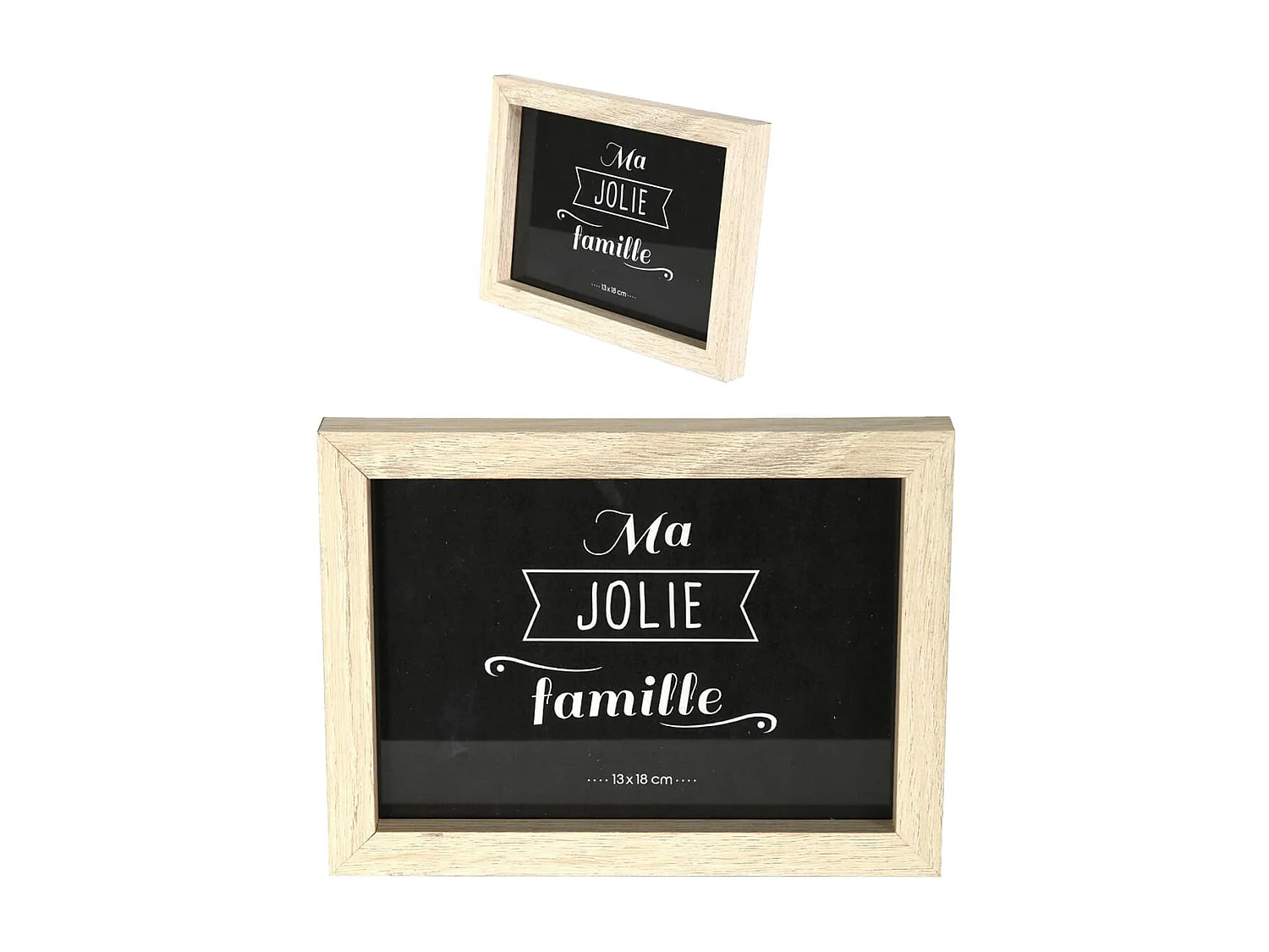 Set de 8 Cadres Photo Effet Bois Naturel et Noir - BANIST