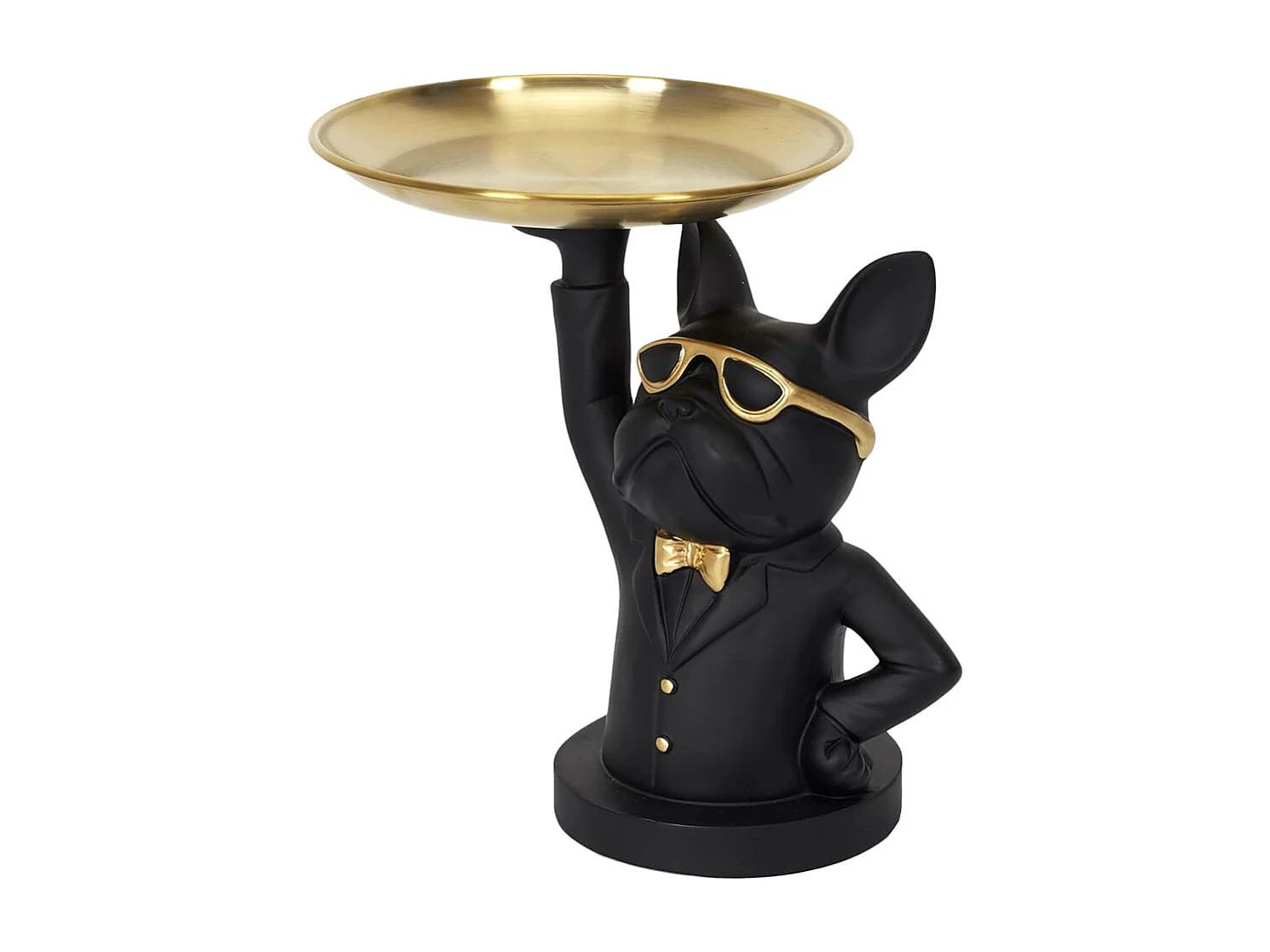 Vide-Poche Bulldog Noir et Or Plateau en L'air - MANIA