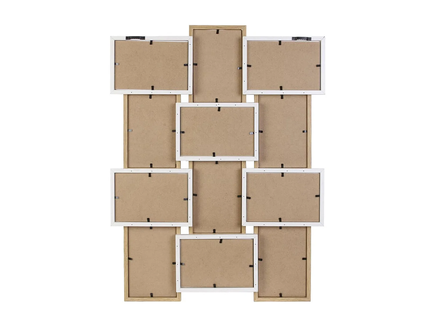 Pêle-mêle 12 Cadres Photo Effet Bois Naturel et Blanc - BATYIA