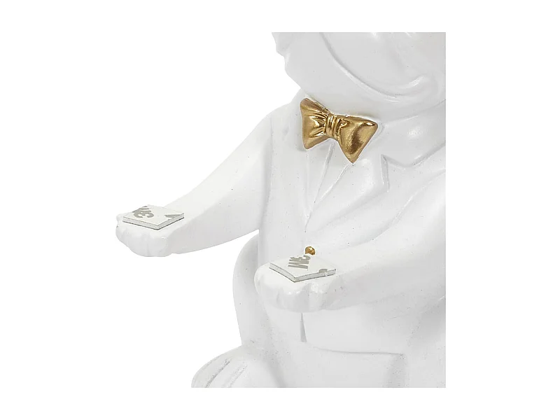 Vide-Poche Bulldog Blanc et Or Plateau Servi - MANIA