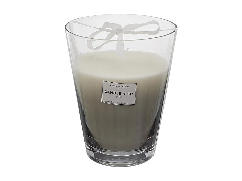Grande Bougie Parfumée 3 mèches Vase Gris Senteur Ambre H23cm - ELEXI