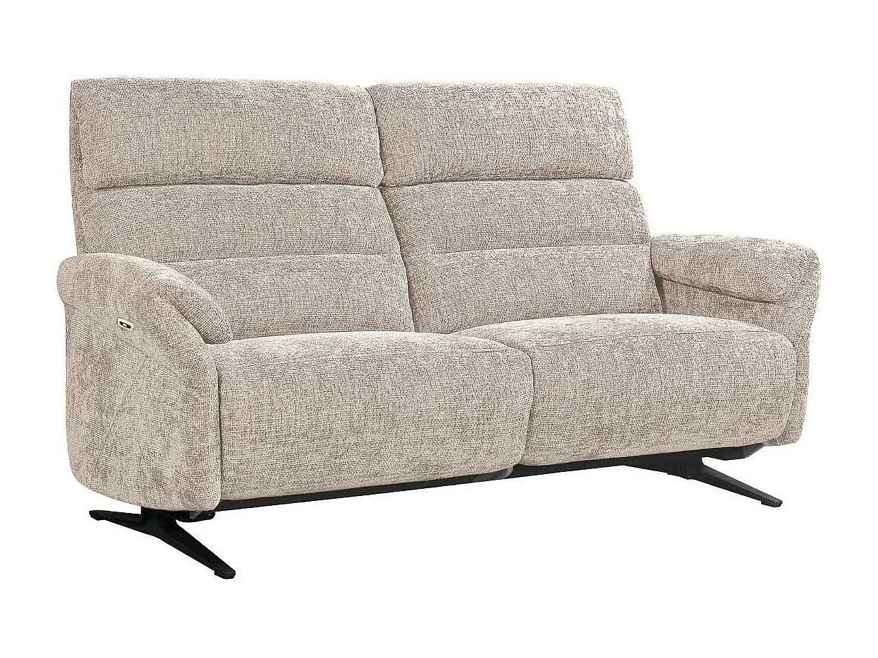 Ensemble canapé relax électrique 3 places + canapé fixe 2 places tissu maillé beige - LAMA