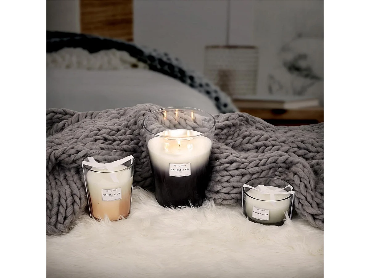 Grande Bougie Parfumée 3 mèches Vase Noir Senteur Linge Frais H23cm - ELEXI