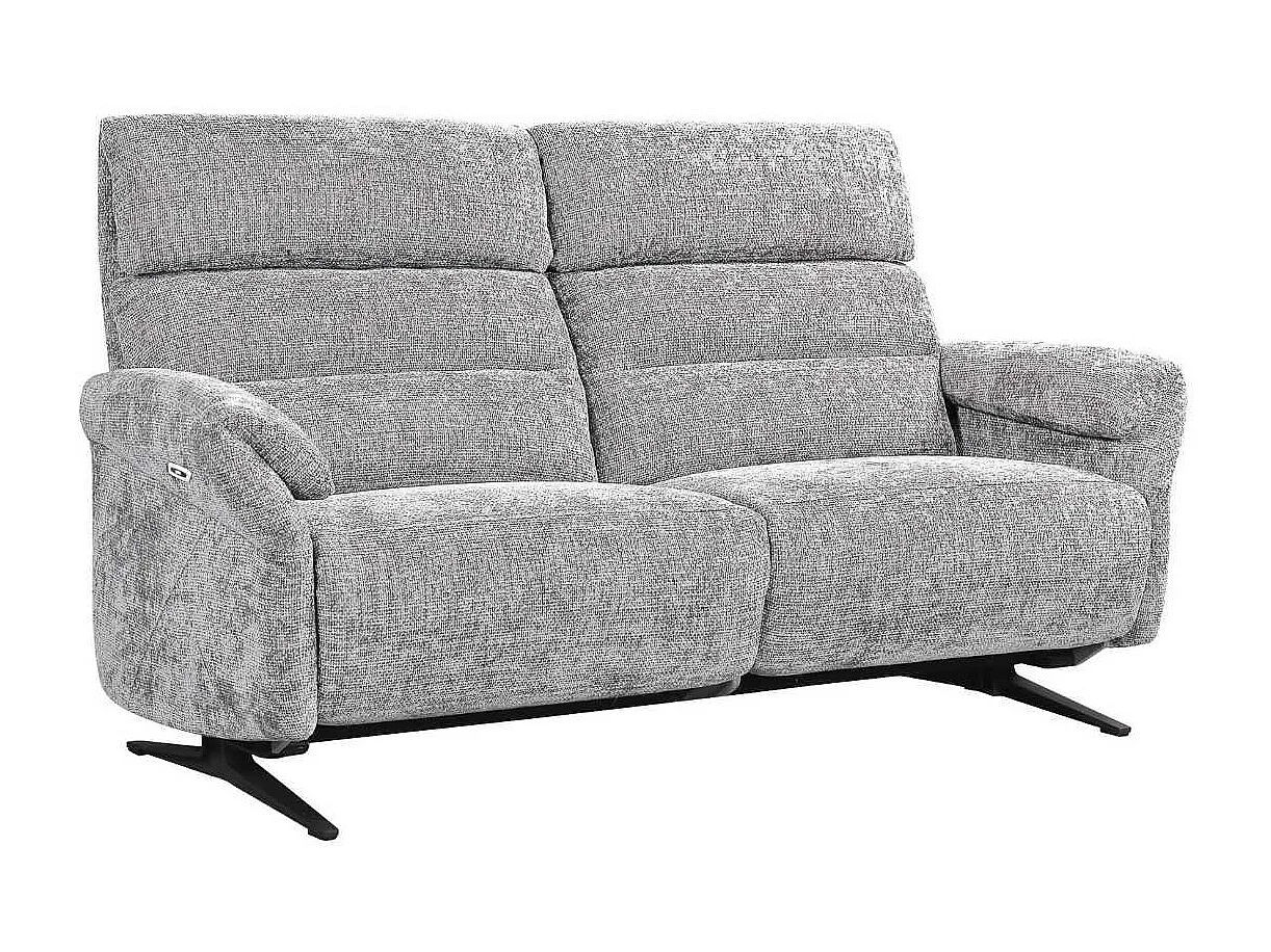 Ensemble canapé relax électrique 3 places + canapé fixe 2 places tissu maillé gris - LAMA