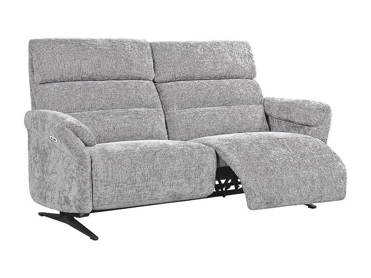 Ensemble canapé relax électrique 3 places + canapé fixe 2 places tissu maillé gris - LAMA