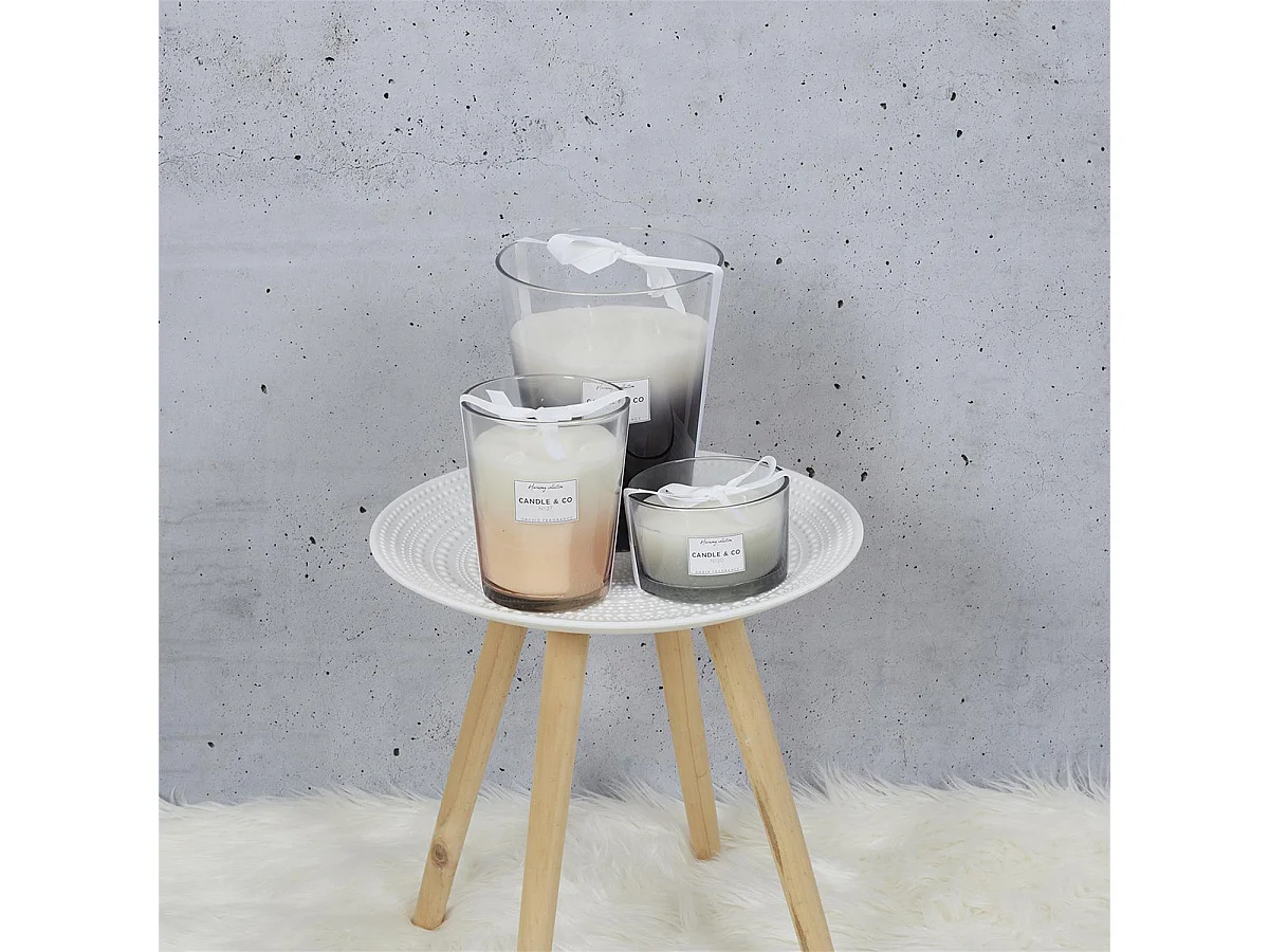 Bougie Parfumée 3 mèches Vase Gris Senteur Ambre H16cm - ELEXI