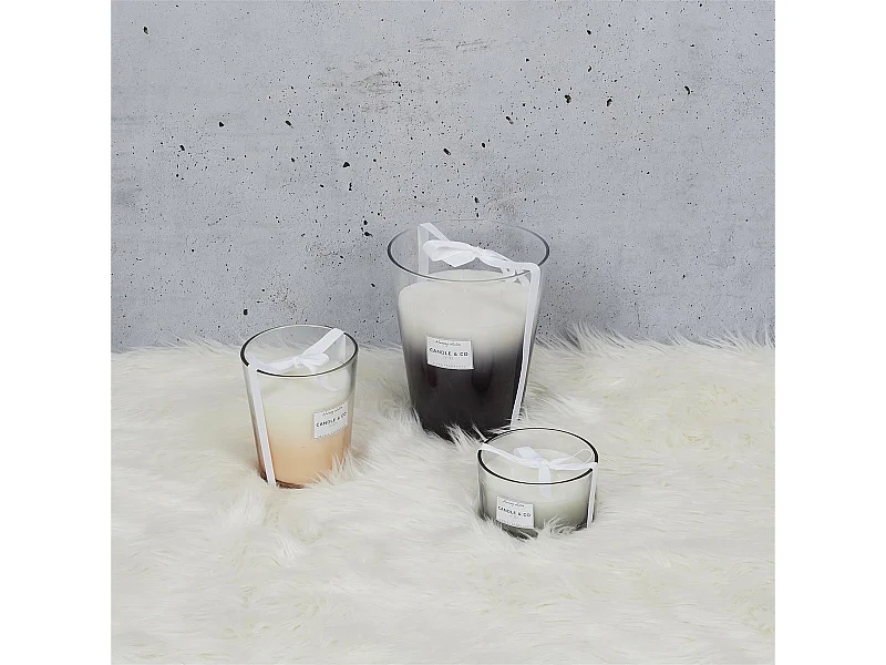 Bougie Parfumée 3 mèches Vase Gris Senteur Ambre H16cm - ELEXI