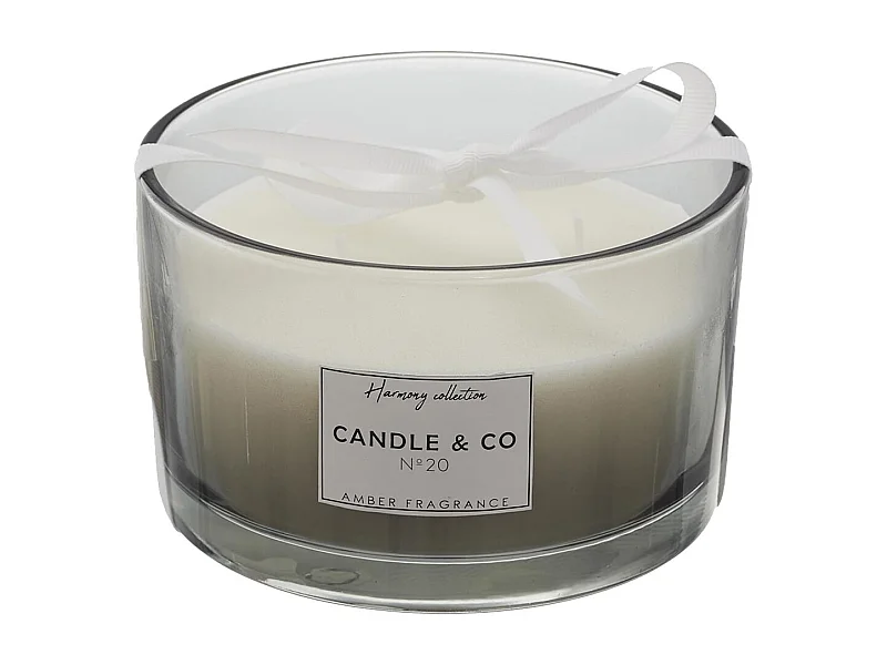 Bougie Parfumée 3 mèches Teinte Grise Senteur Ambre Ø13x8cm - ELEXI