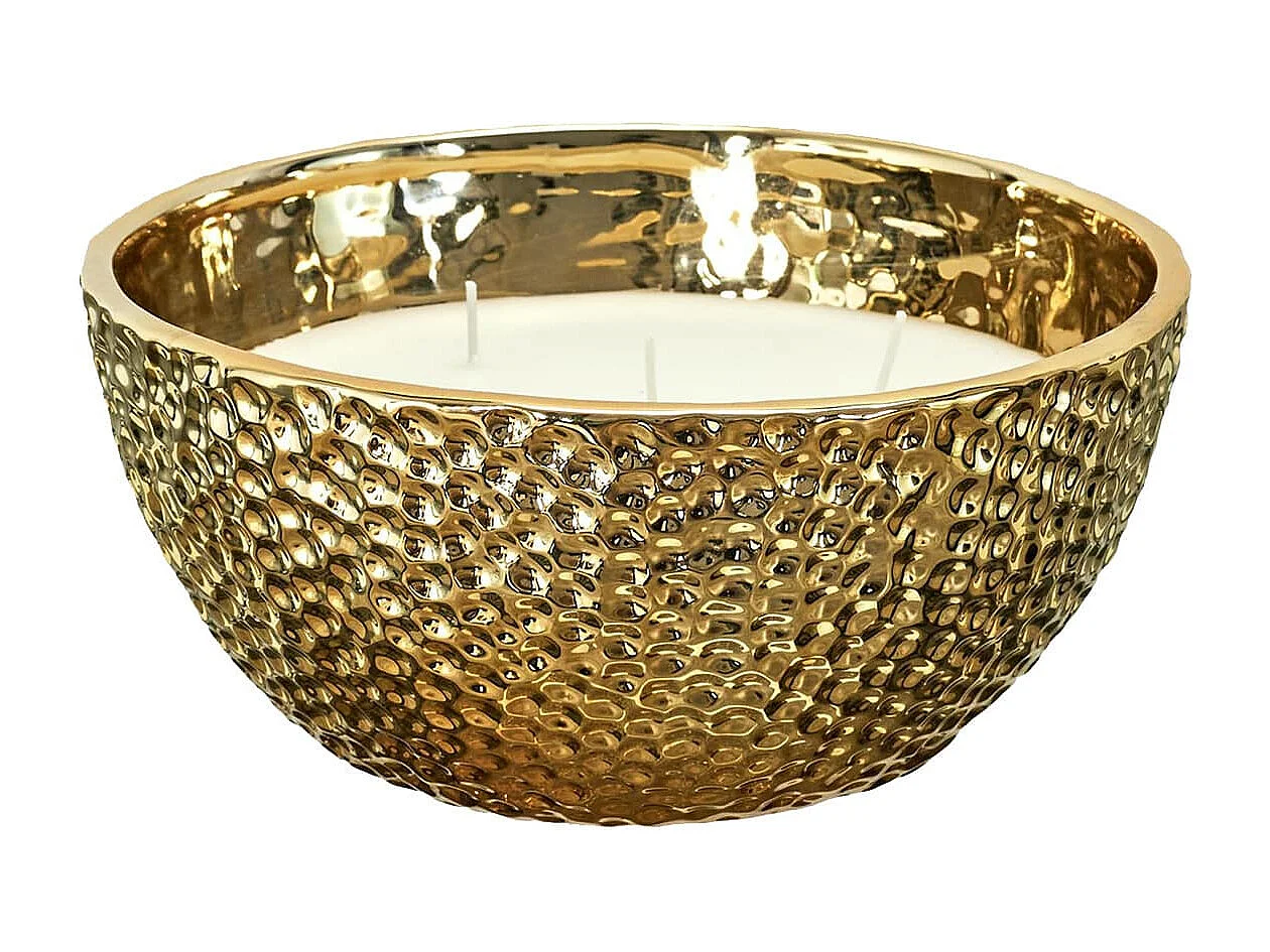 Bougie Parfumée Métal Doré Martelé 5 Mèches Senteur Ambre Ø21cm - MOPA