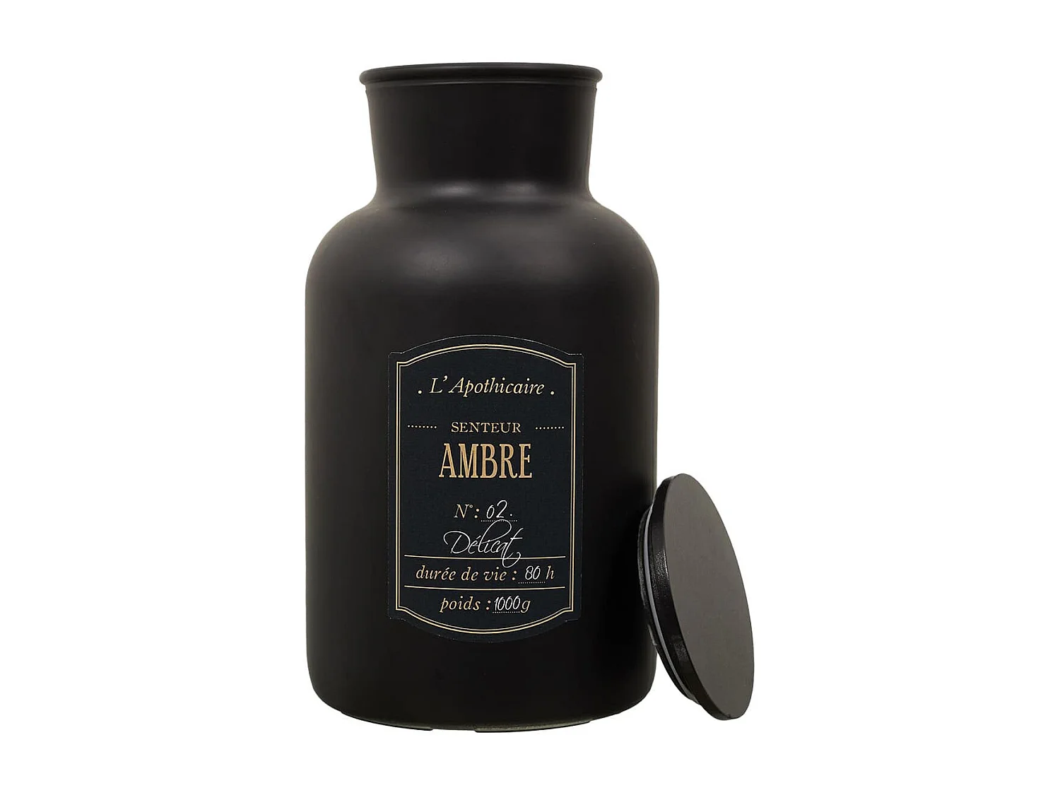 Bougie Parfumée Flacon Noir Mat Senteur Ambre - MYSTIC