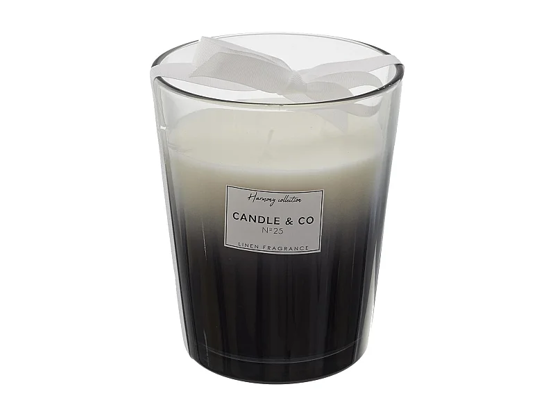 Bougie Parfumée 3 mèches Vase Noir Senteur Linge Frais H16cm - ELEXI