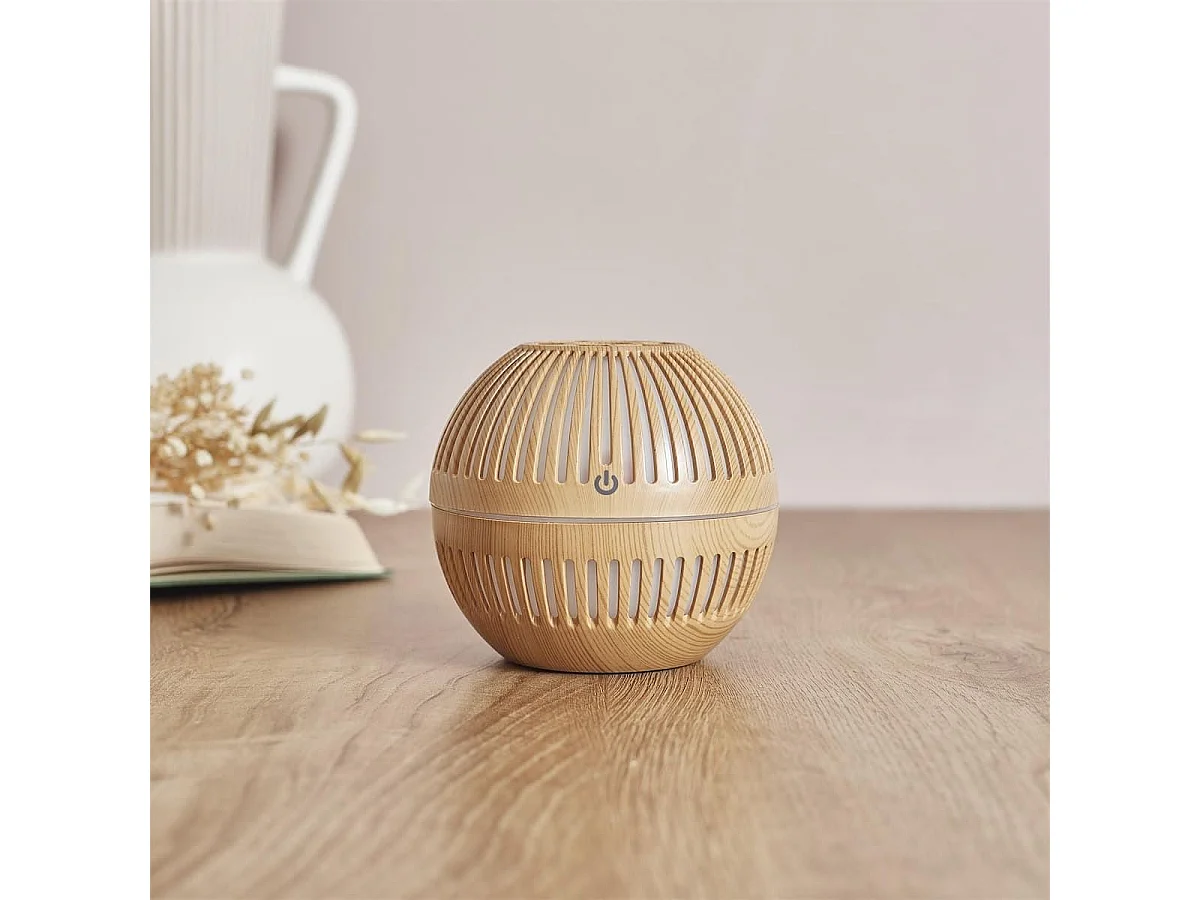 Diffuseur d'Huile Essentielle Bois Rond, Design Compact et Pratique - ERONIX