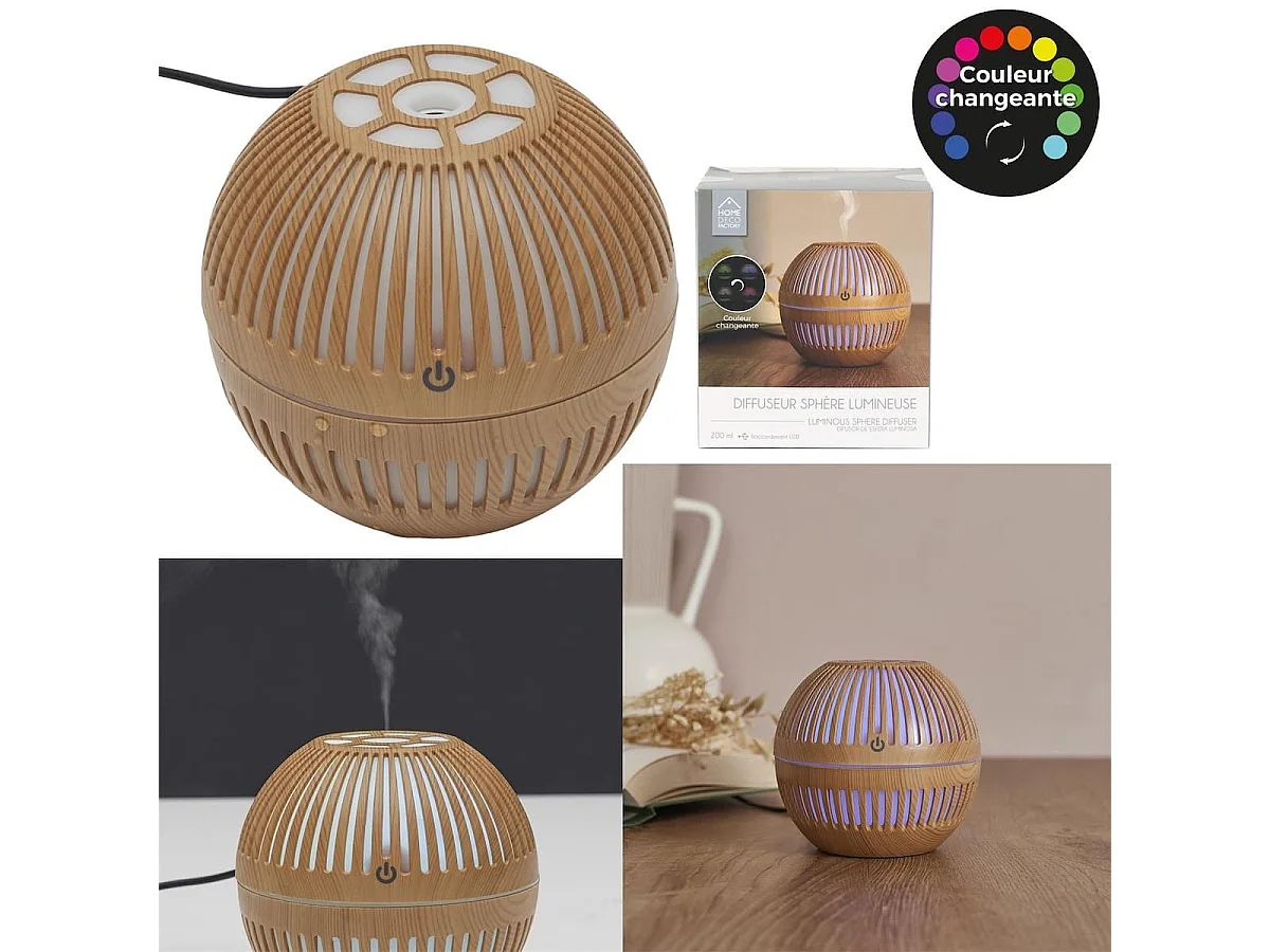 Diffuseur d'Huile Essentielle Bois Rond, Design Compact et Pratique - ERONIX