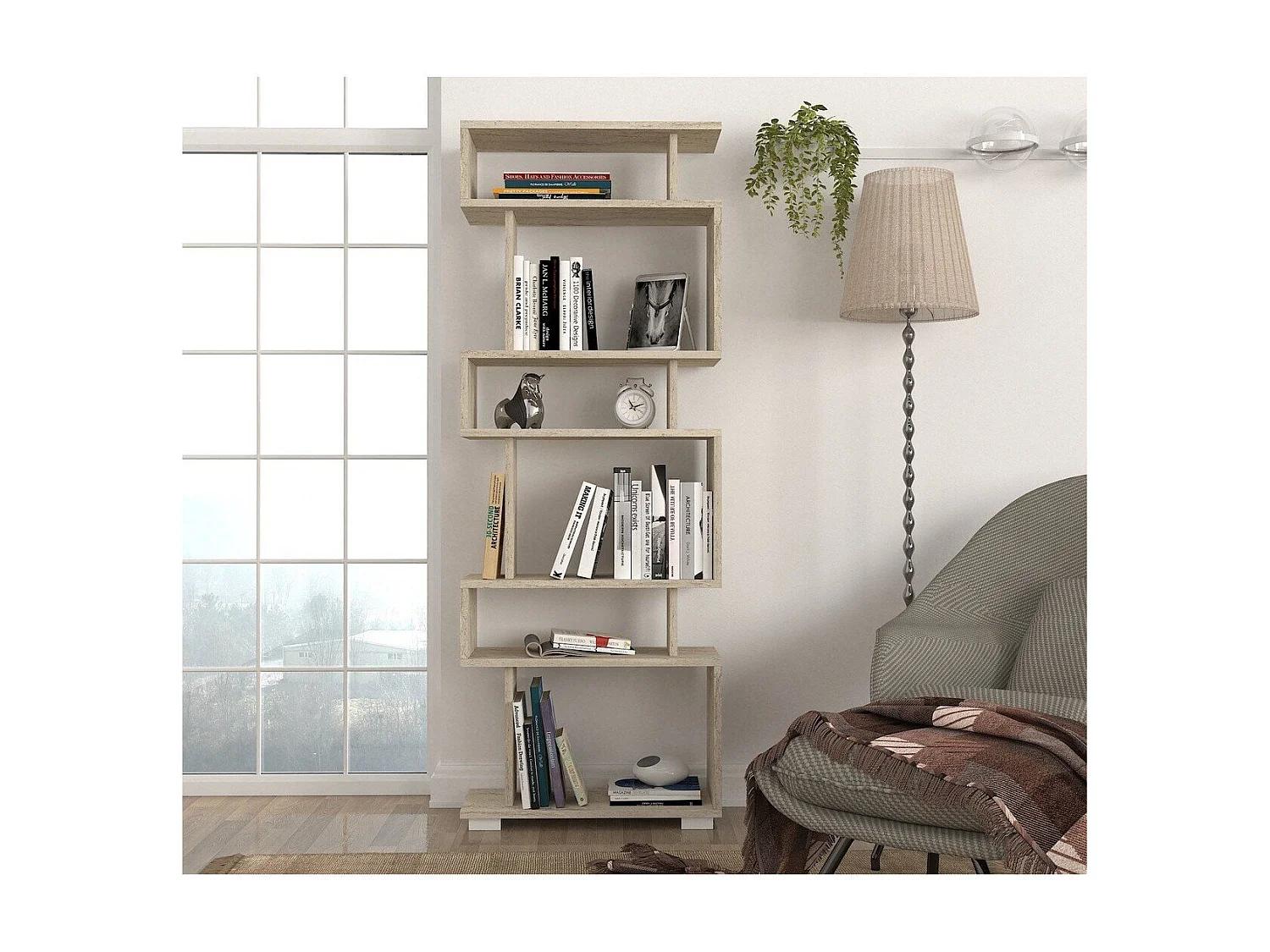 Regalbibliothek mit 6 offenen Fächern, H165 cm - VEGA