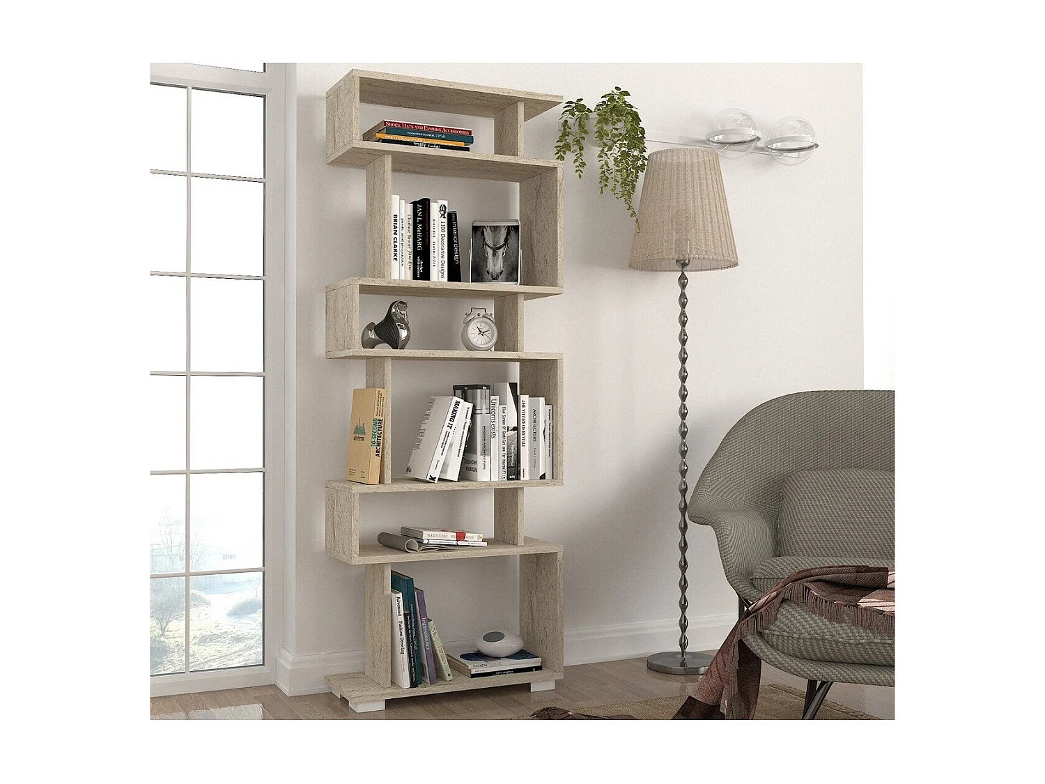 Regalbibliothek mit 6 offenen Fächern, H165 cm - VEGA