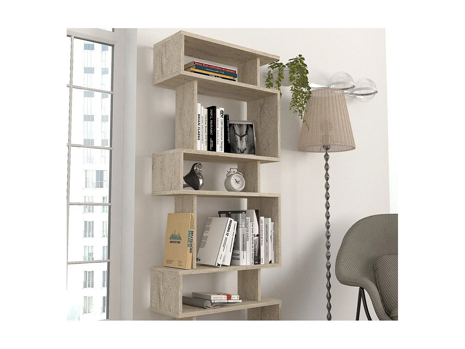 Regalbibliothek mit 6 offenen Fächern, H165 cm - VEGA