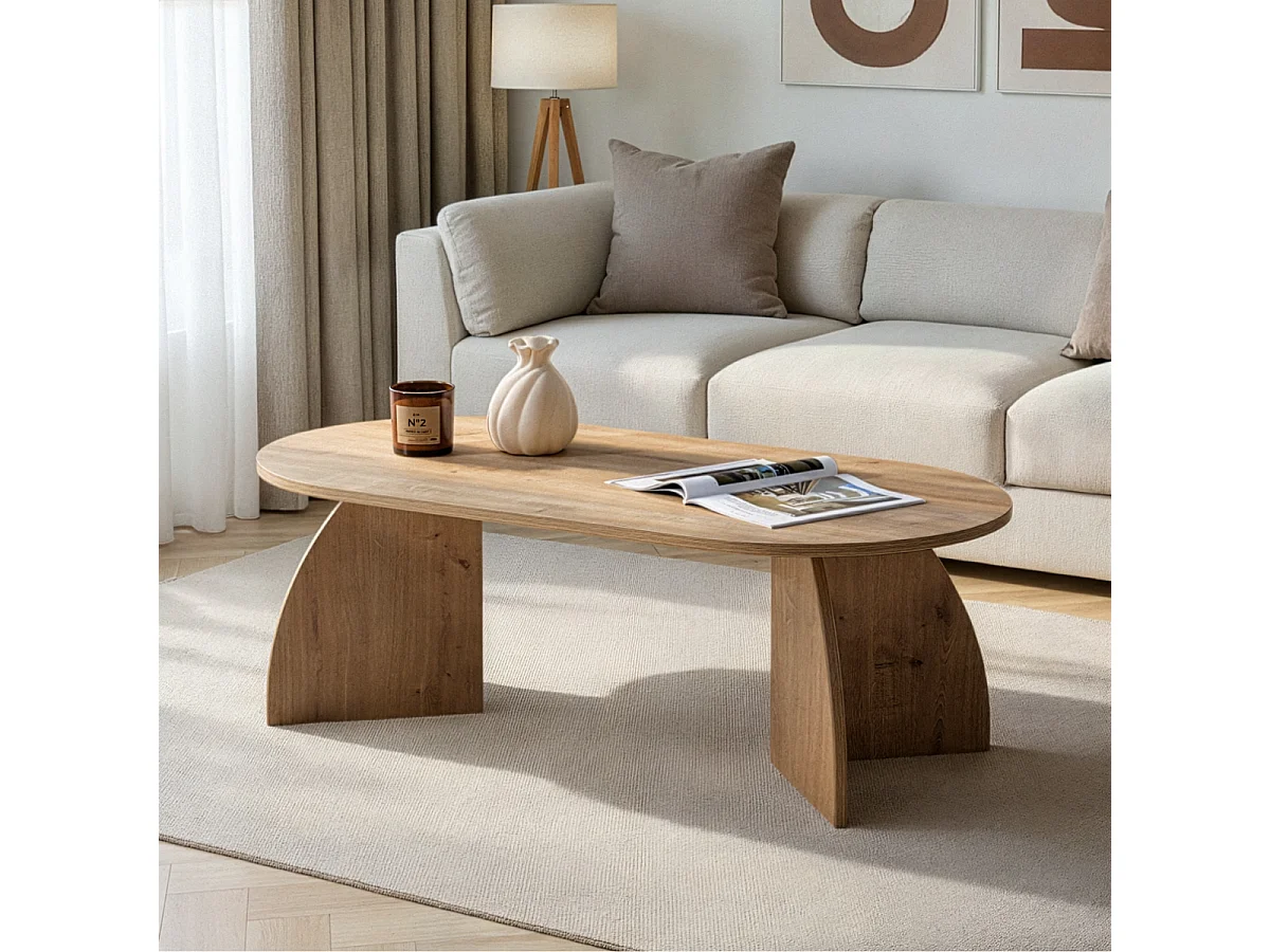 Couchtisch mit ovaler Platte und geschwungenen Beinen L120 cm - SELENE