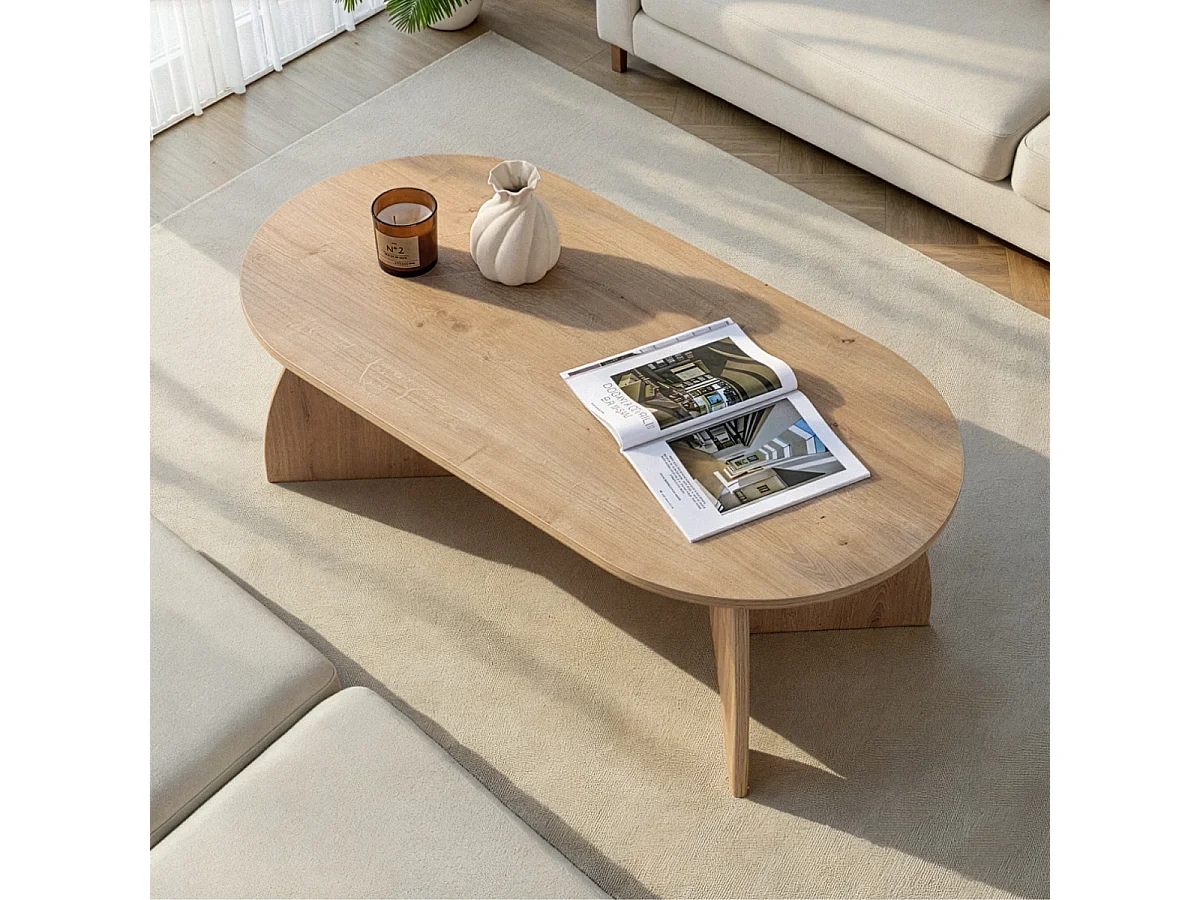 Couchtisch mit ovaler Platte und geschwungenen Beinen L120 cm - SELENE