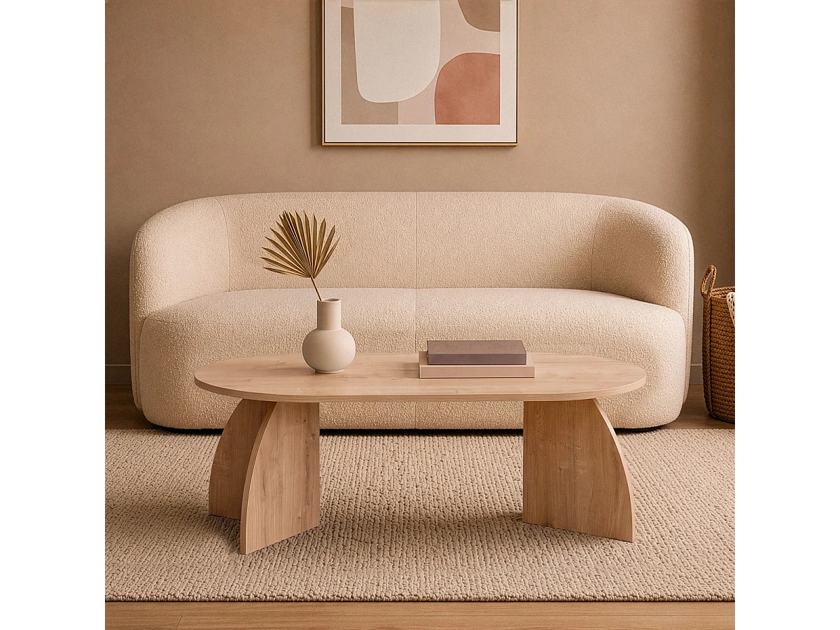 Mesa de centro com tampo oval e pés curvos L120 cm - SELENE