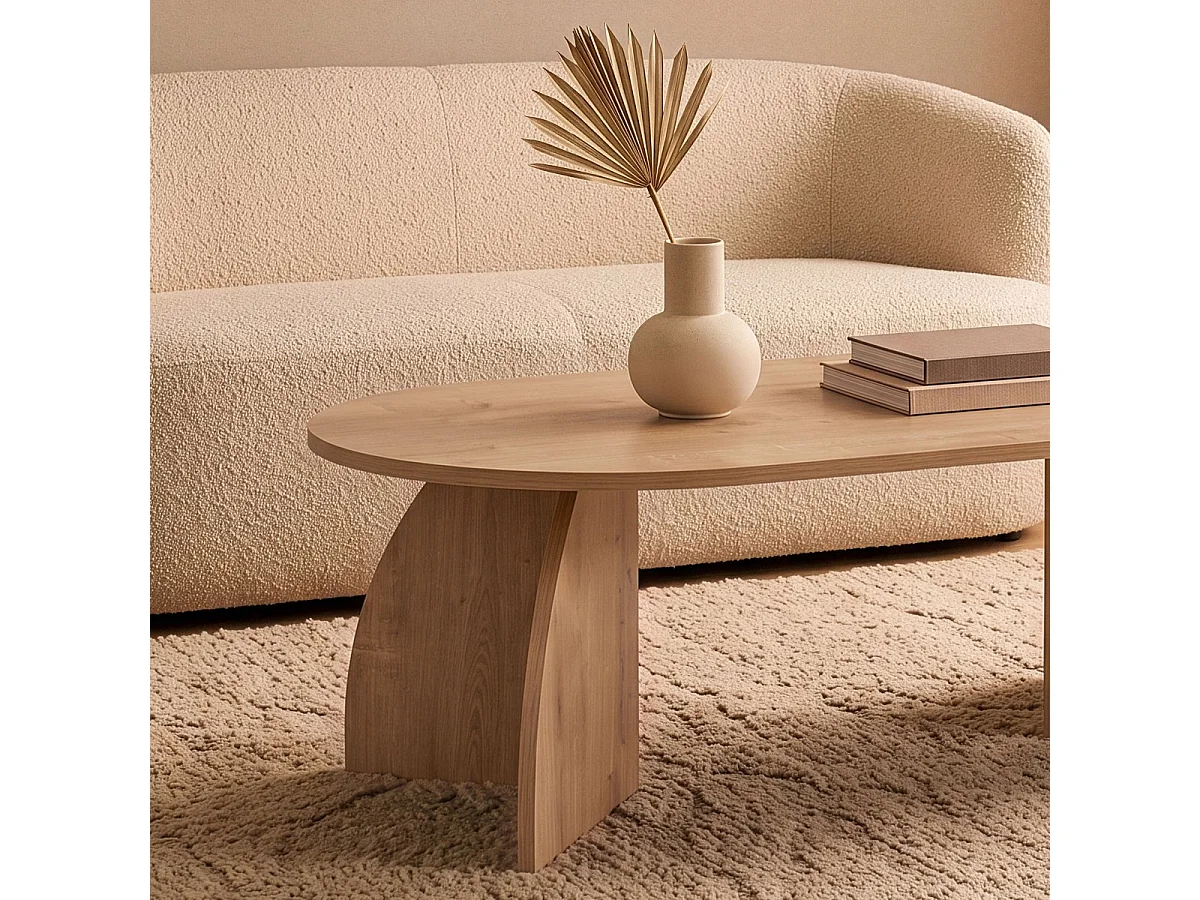 Mesa de centro com tampo oval e pés curvos L120 cm - SELENE
