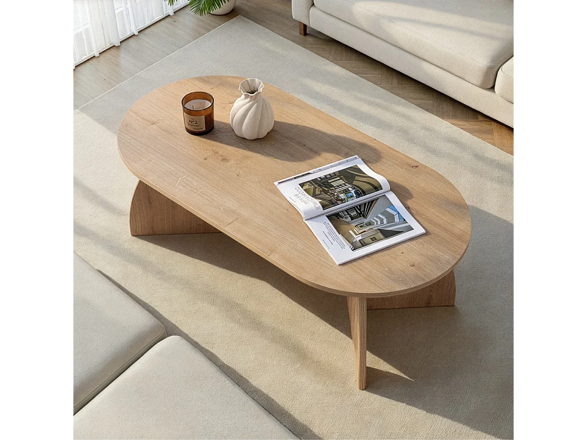 Table basse avec plateau ovale et pieds courbés L120 cm SELENE