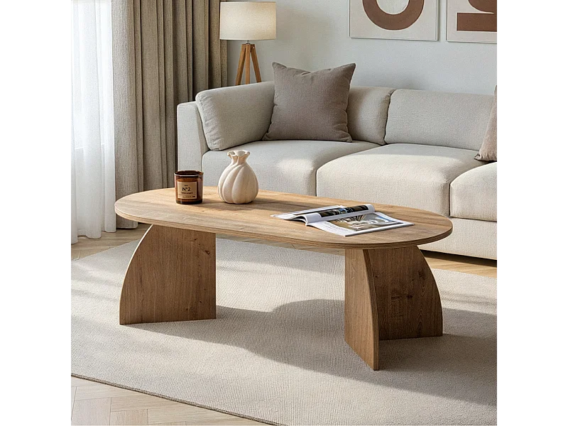 Tavolino con piano ovale e gambe curve L120 cm - SELENE