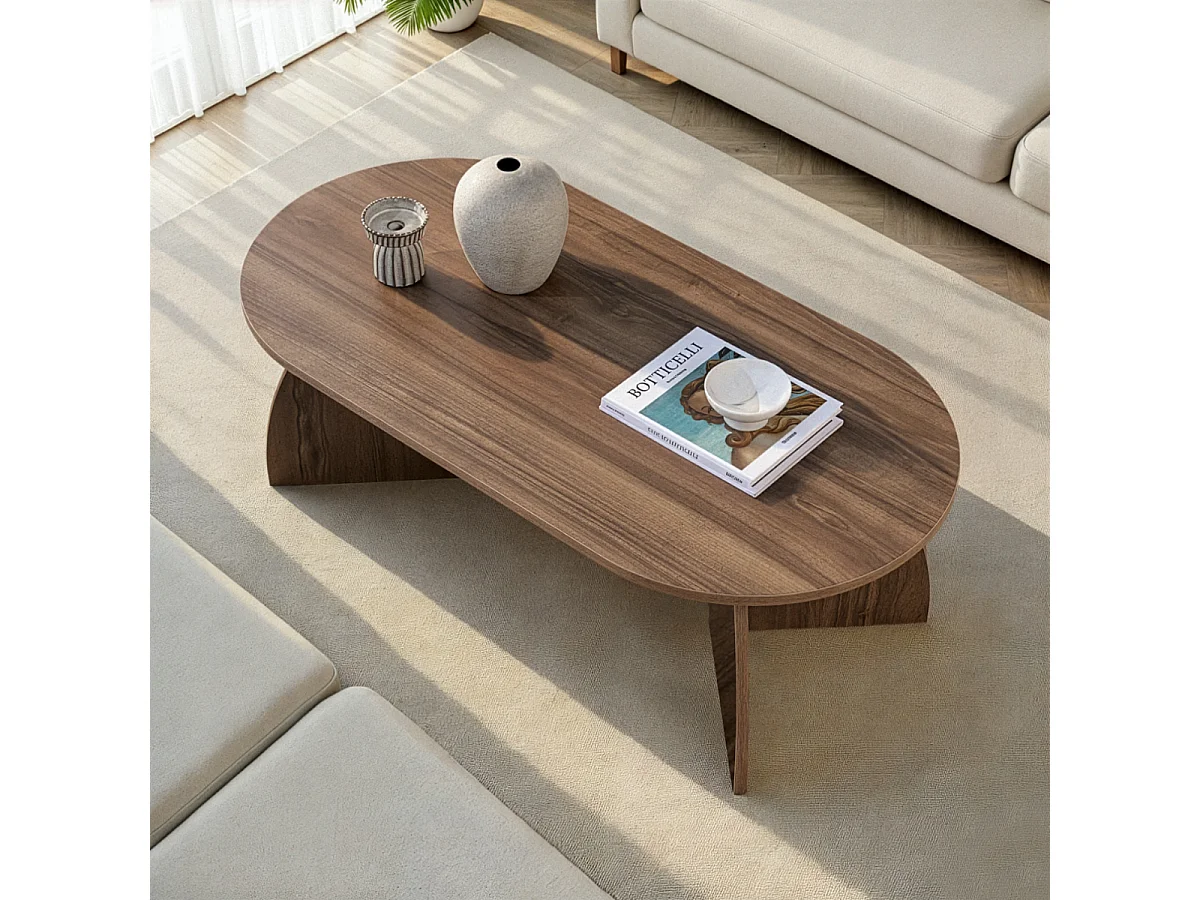 Table basse avec plateau ovale et pieds courbés L120 cm SELENE