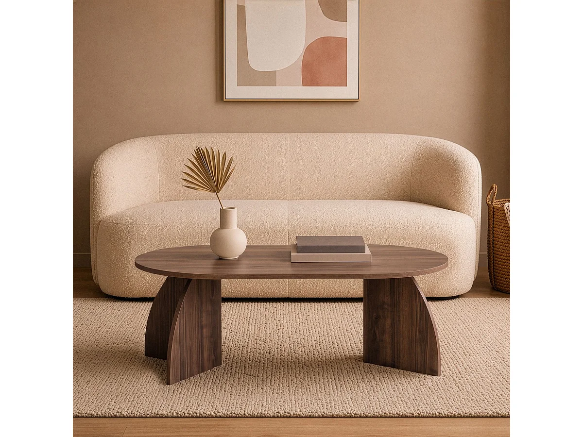 Mesa de centro com tampo oval e pés curvos L120 cm - SELENE