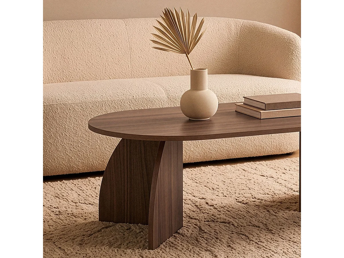 Mesa de centro com tampo oval e pés curvos L120 cm - SELENE
