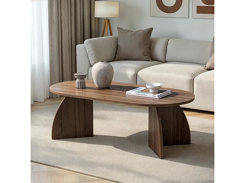 Couchtisch mit ovaler Platte und geschwungenen Beinen L120 cm - SELENE