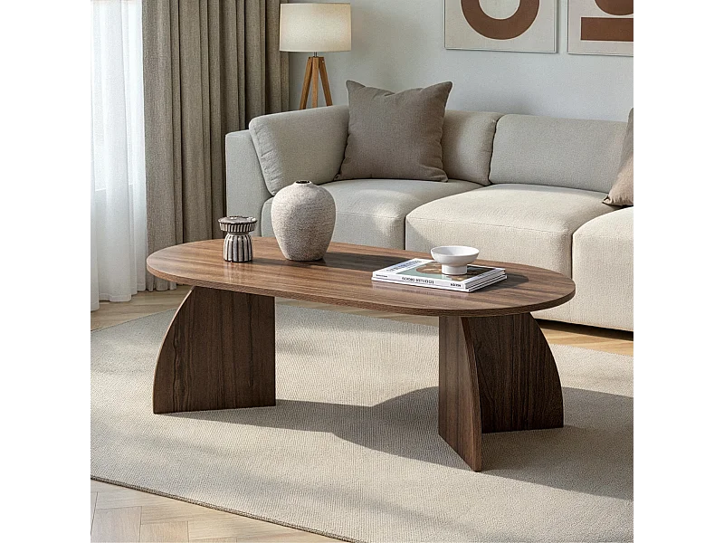 Table basse avec plateau ovale et pieds courbés L120 cm SELENE