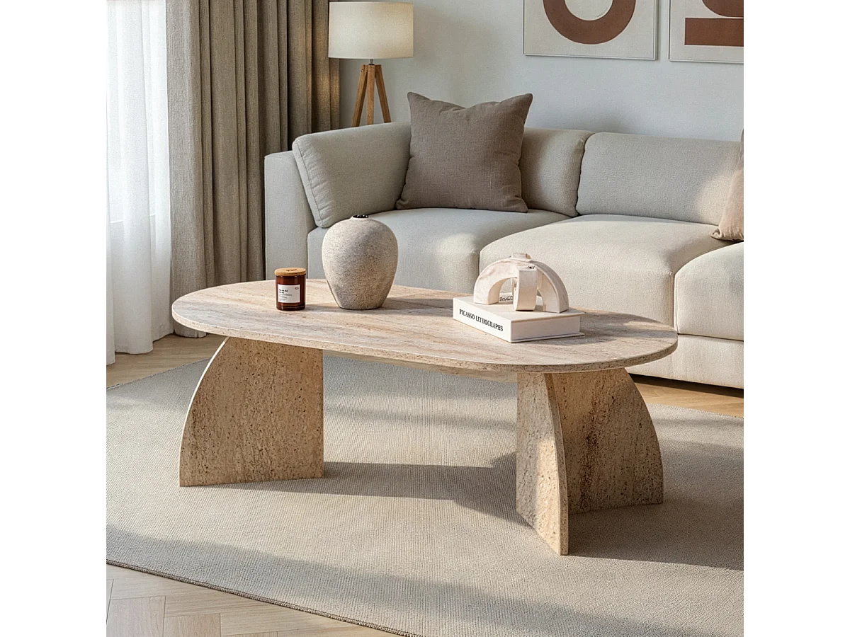 Couchtisch mit ovaler Platte und geschwungenen Beinen L120 cm - SELENE